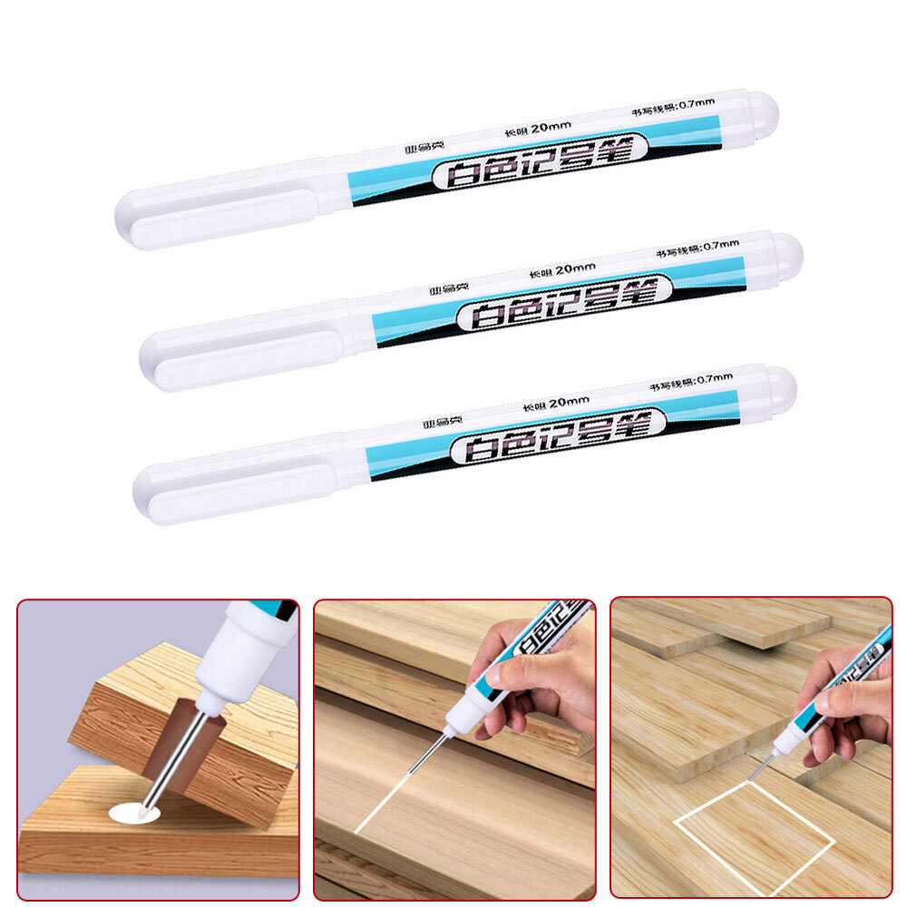 3Pcs 0.7mm White Permanent Paint Marker Pen for Rock Wood Plastic Glass Metal