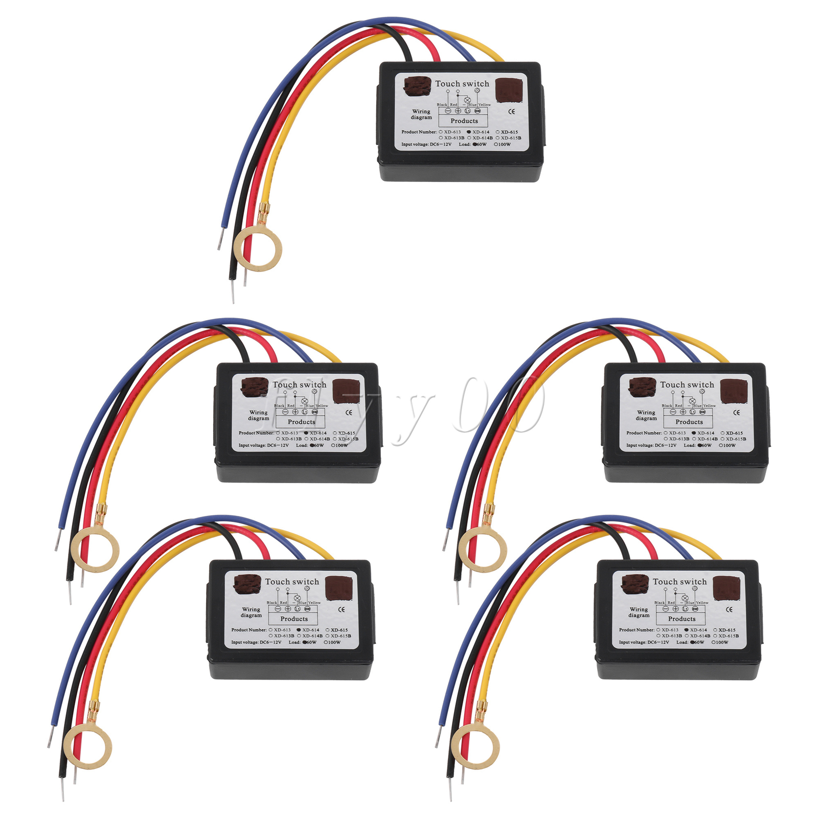 5 x Touch Switch Black for Glass Acrylic Plastic Pottery 49x34x15mm