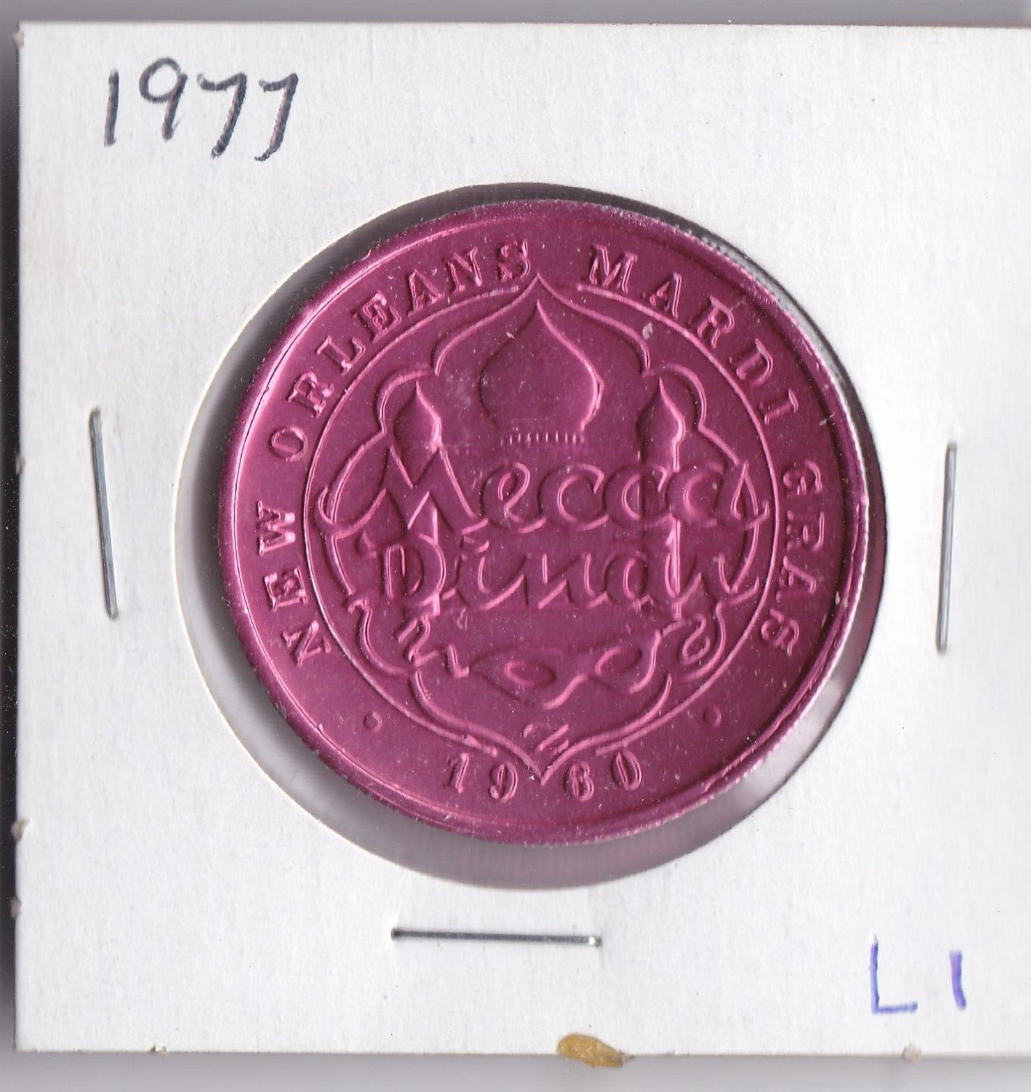 1977 Mecca Dinar MARDI GRAS DOUBLOON /"I MUST GO DOWN TO THE SEA AGAIN" (L1)