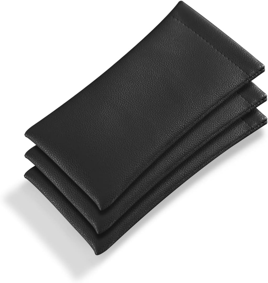 Pack Of 3 Leather Soft Glasses Case Black Squeeze Top Sunglasses Case Portable