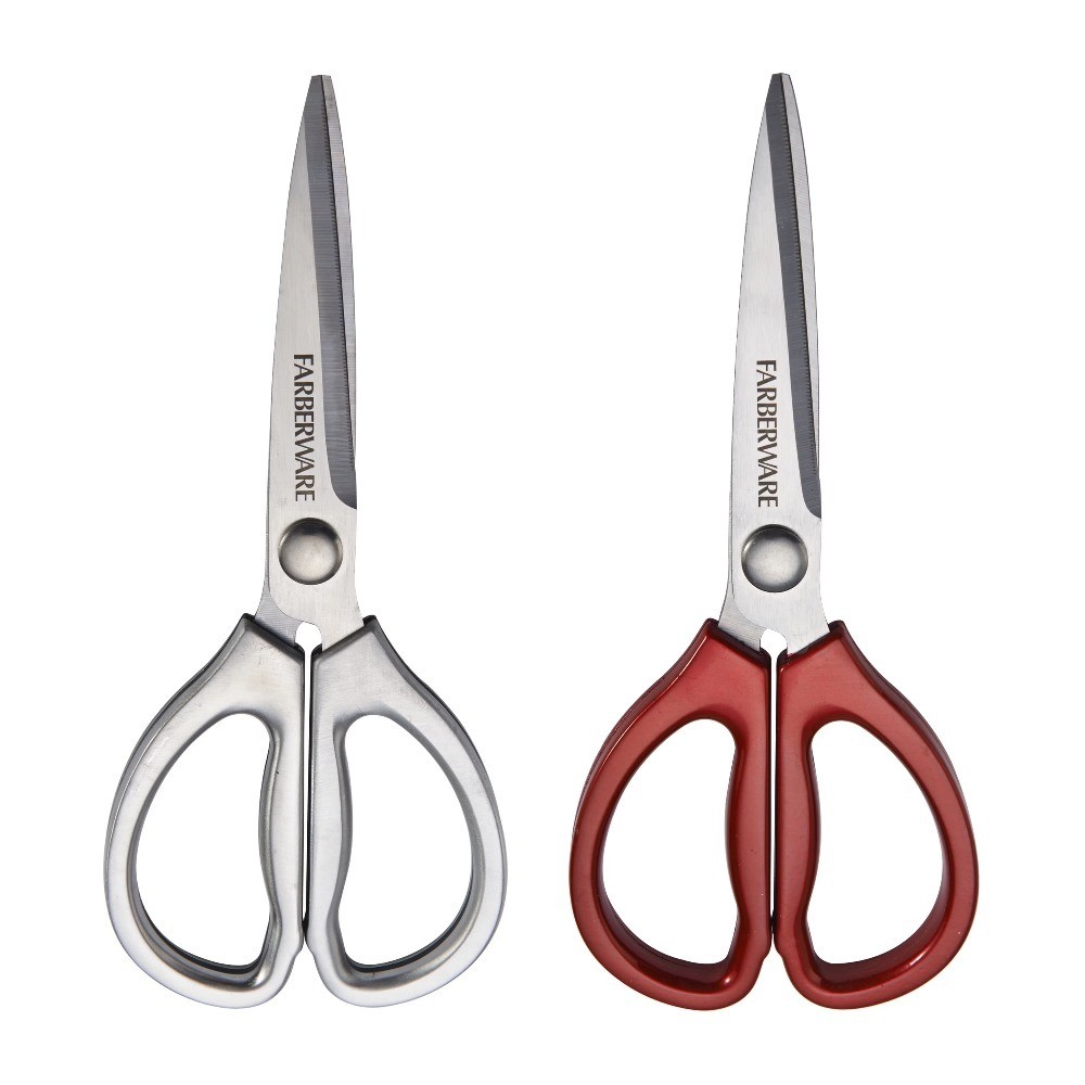 Classic 2 Piece Stainless Steel Kitchen Shear Scissor Set with Metallic