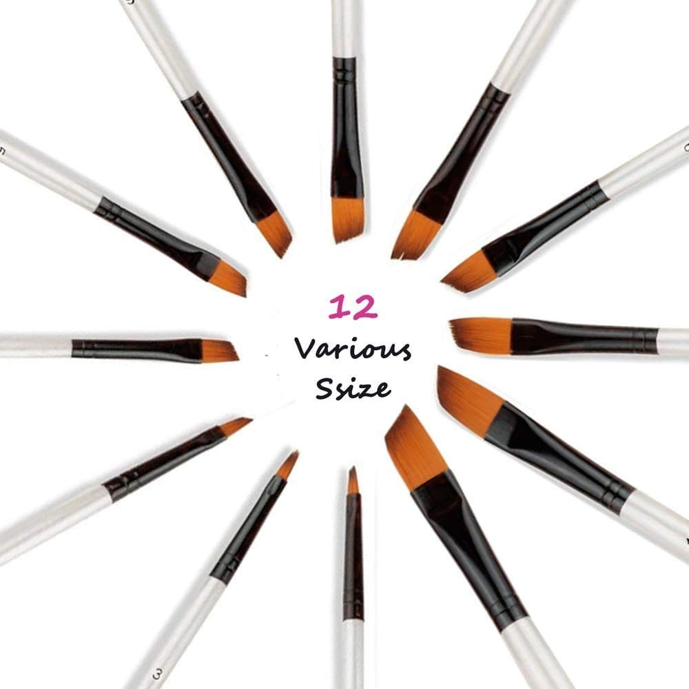 GETHPEN Angular Paint Brushes Set, Angled Watercolor Paint Brush Set,12PCS