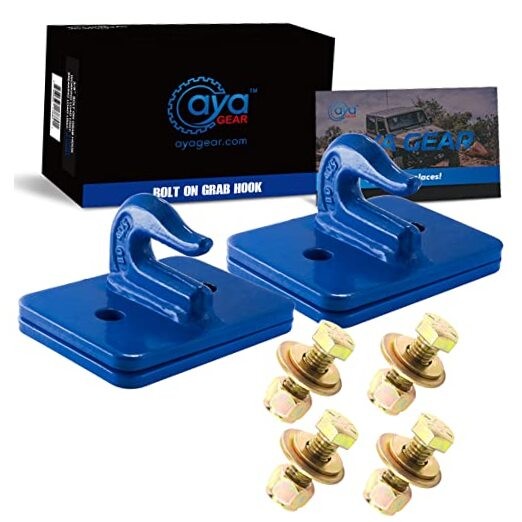 2 Pack 5/16-in Bolt On Grab Hook Mount with Backer Plate Grab Hook 5/16 in Blue