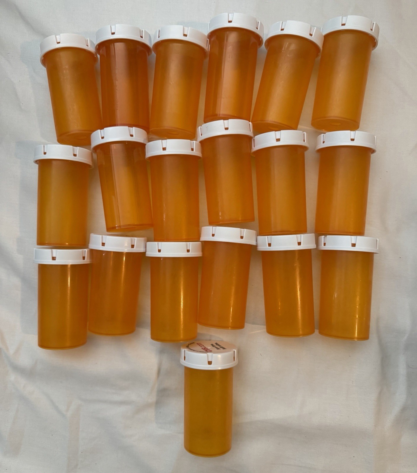 Lot 19 CVS Empty Amber Prescription Rx Pill Bottles Art Crafts Fishing Storage