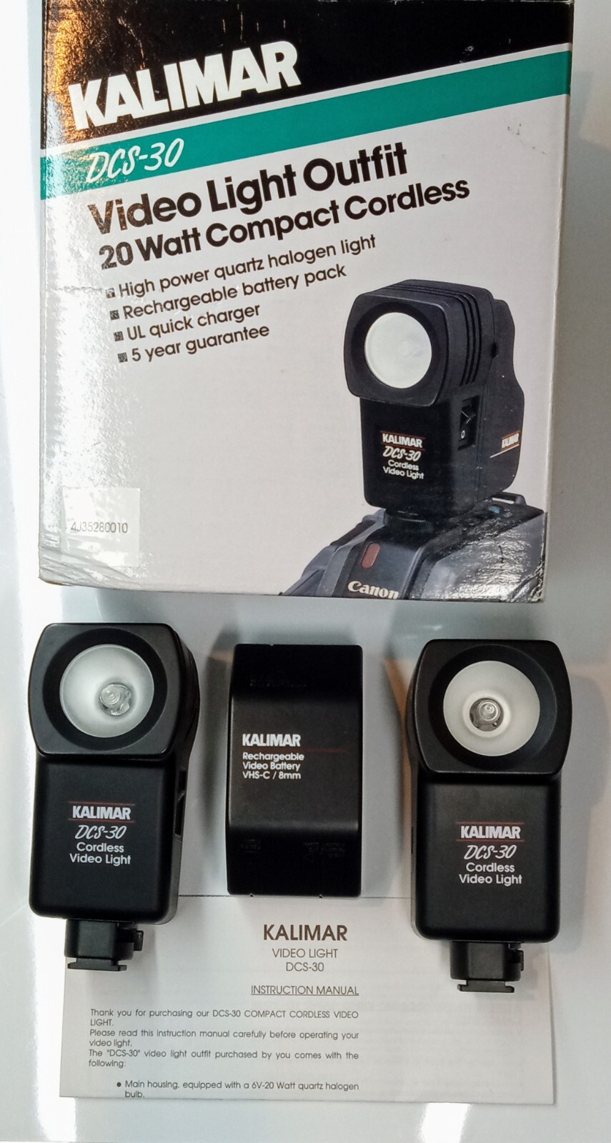 Kalimar DCS-30 Video Camcorder Light Outfit Set High Power Halogen Not Canon