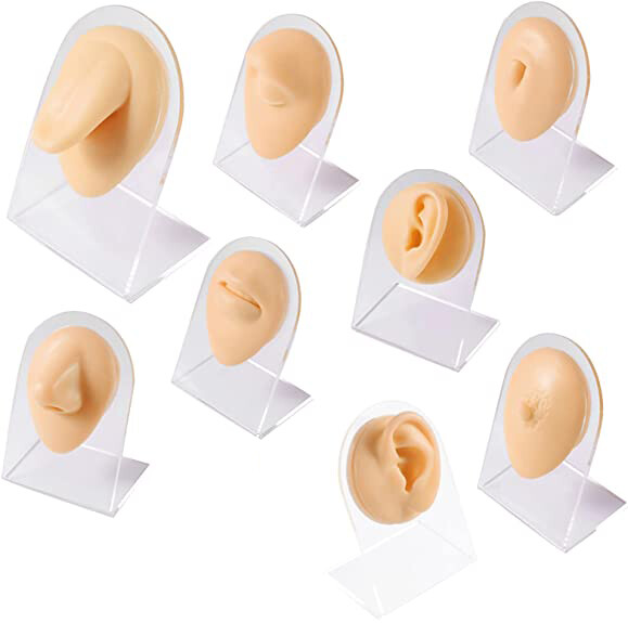 Soft Silicone Flexible Model Body Part Displays Set for Piercings - Sold Each