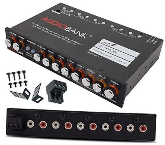 Audiobank EQ7 1/2 Din 7 Band Car Audio Equalizer EQ w/Front, Rear/Frequency