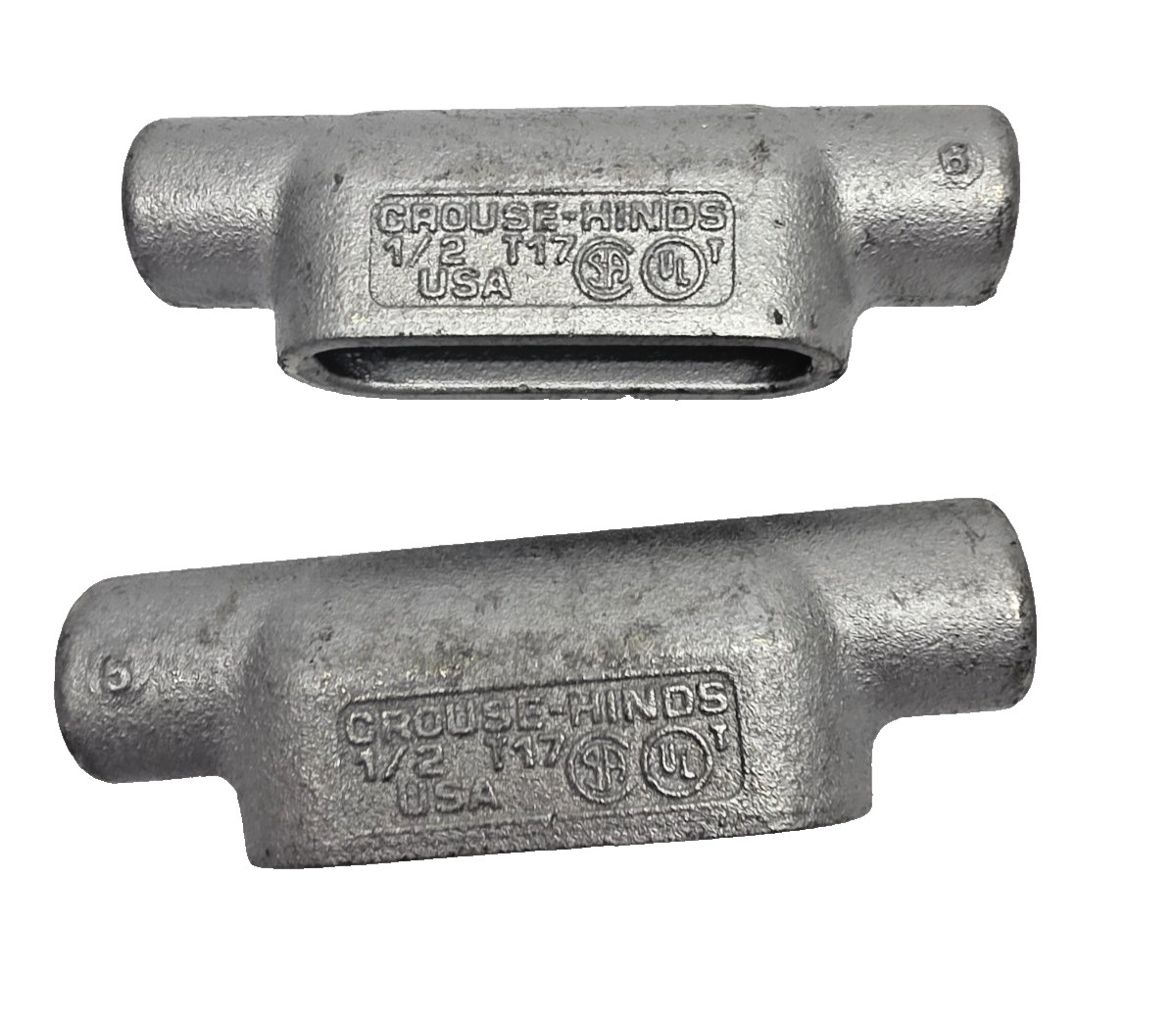 Lot of 2, Crouse Hinds 1/2'' T17 Conduit Fitting USA, NEW-FREE SHIPPING