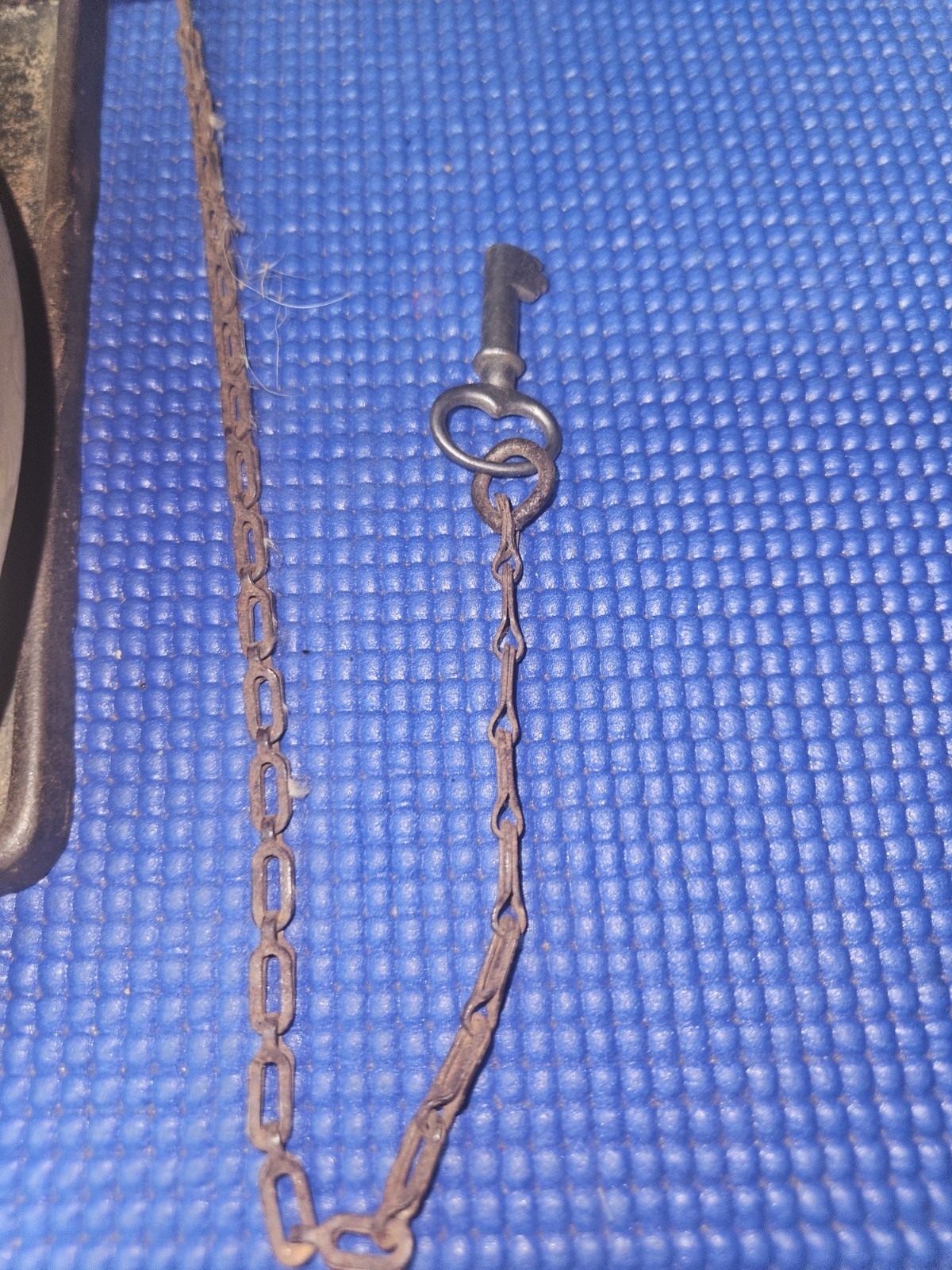1910s Victorian Mechanical Doorbell Solid Brass Pull Chain Bell w/ Original Key