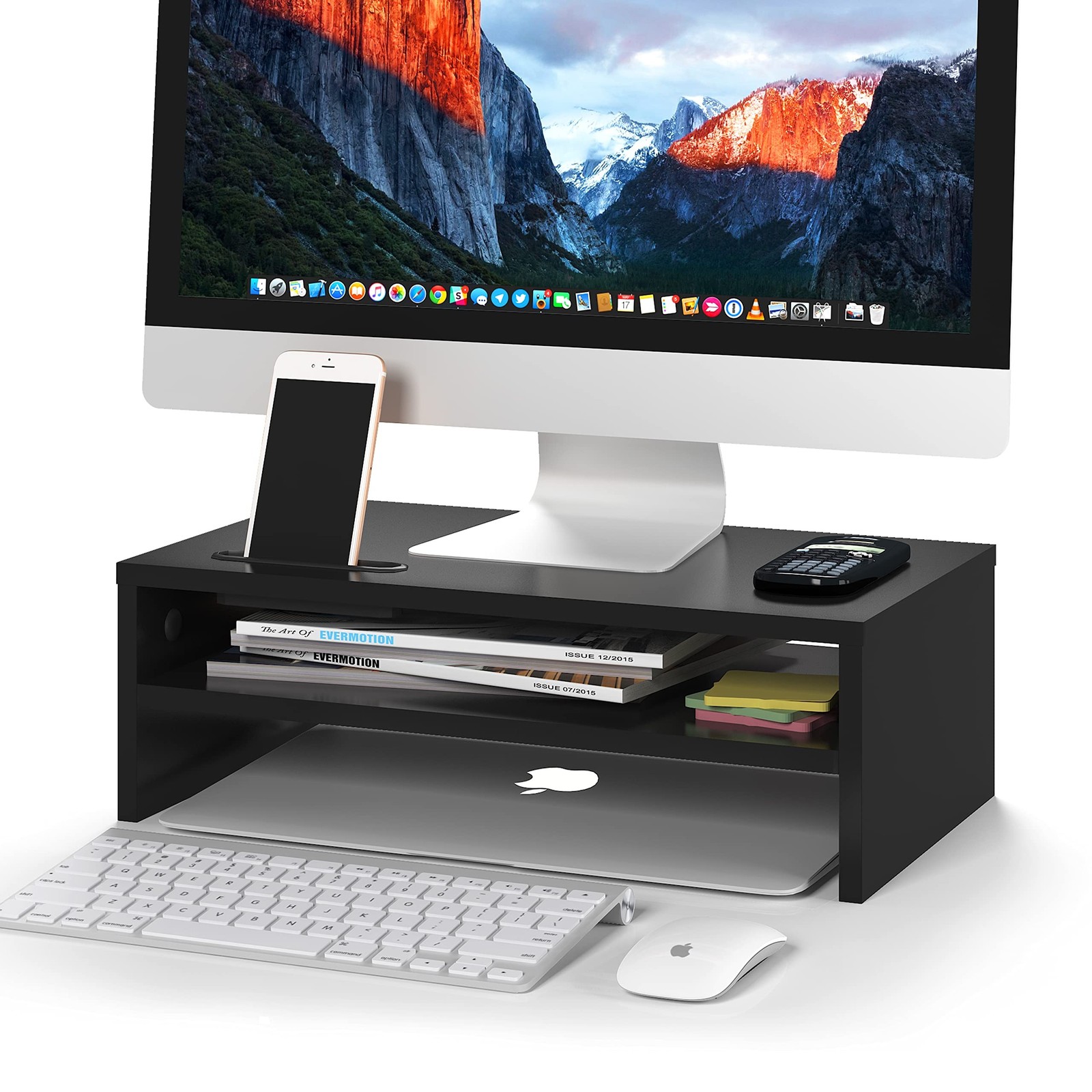 BONTEC Wooden Monitor Stand Riser for Desk, 2-Tier Computer Monitor Stand | 6...