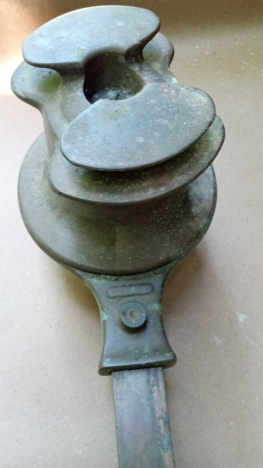 Large Vintage Bronze Bottom Acting, Top Cleating Winch With Crank Handle