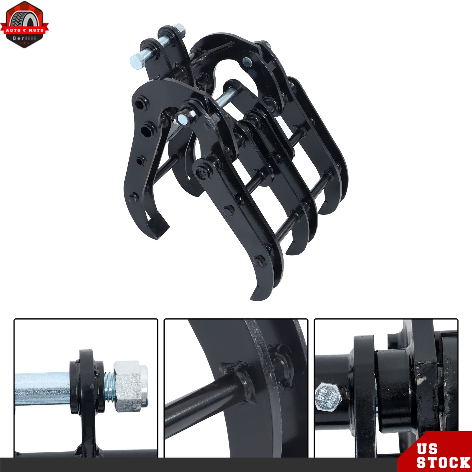 Universal Excavator Grapple Bucket - Wide Jaw Claw Attachment for Mini Diggers