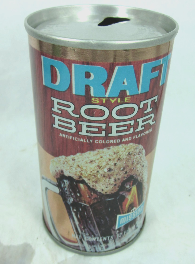 ©1965 MISSION DRAFT STYLE ROOT BEER glass mug soda pop can of CAL New Haven Conn