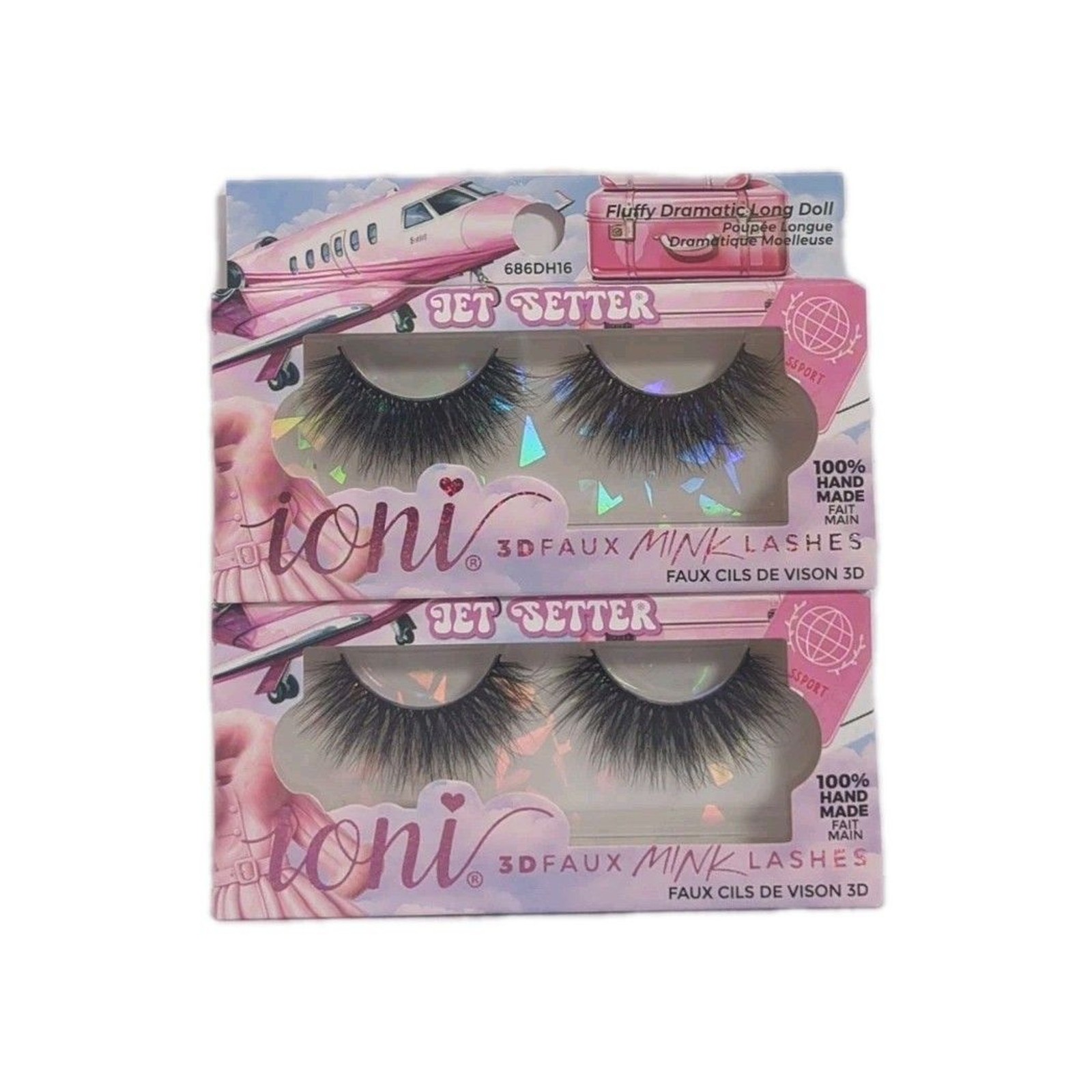 (2 Sets) ioni Lash Fair JET SETTER 3D Faux Mink Lashes Handmade Dramatic Long