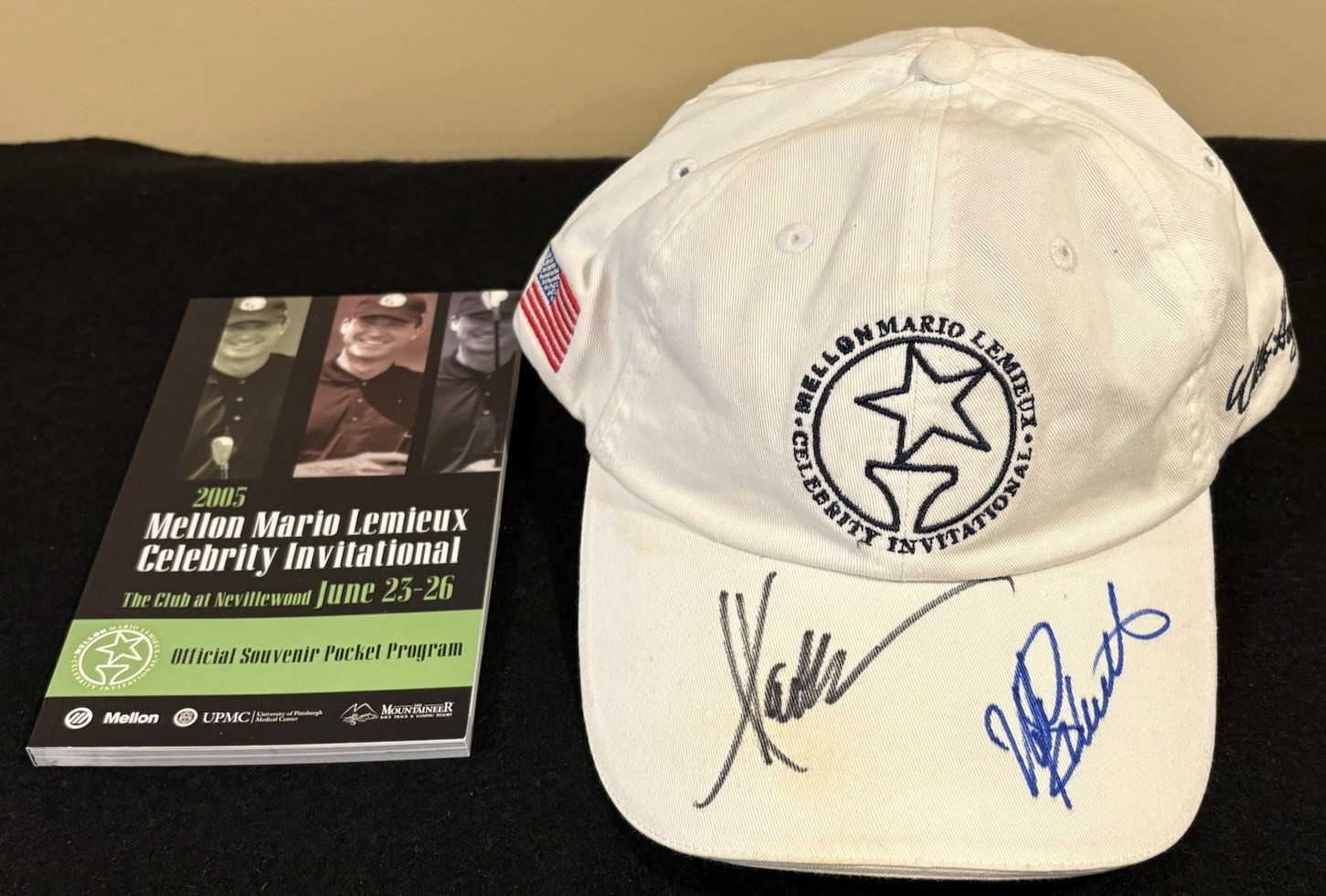 Mike Schmidt & Marcus Allen PSA/DNA Signed Mario Lemieux Celebrity Golf Cap