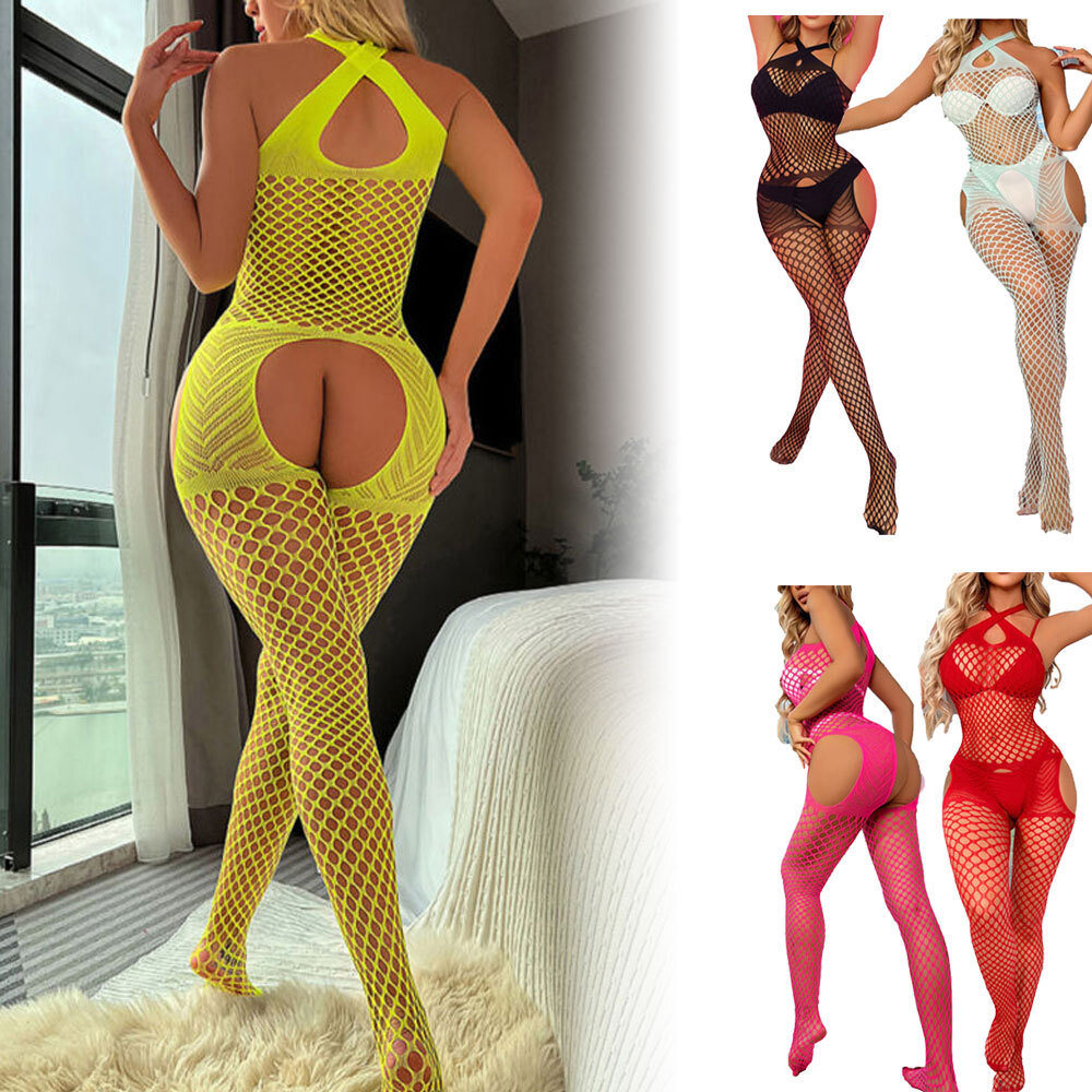 Women LingerieFishnet Body Stocking Dress Underwear Babydoll Sleepwear Bodysuit✔