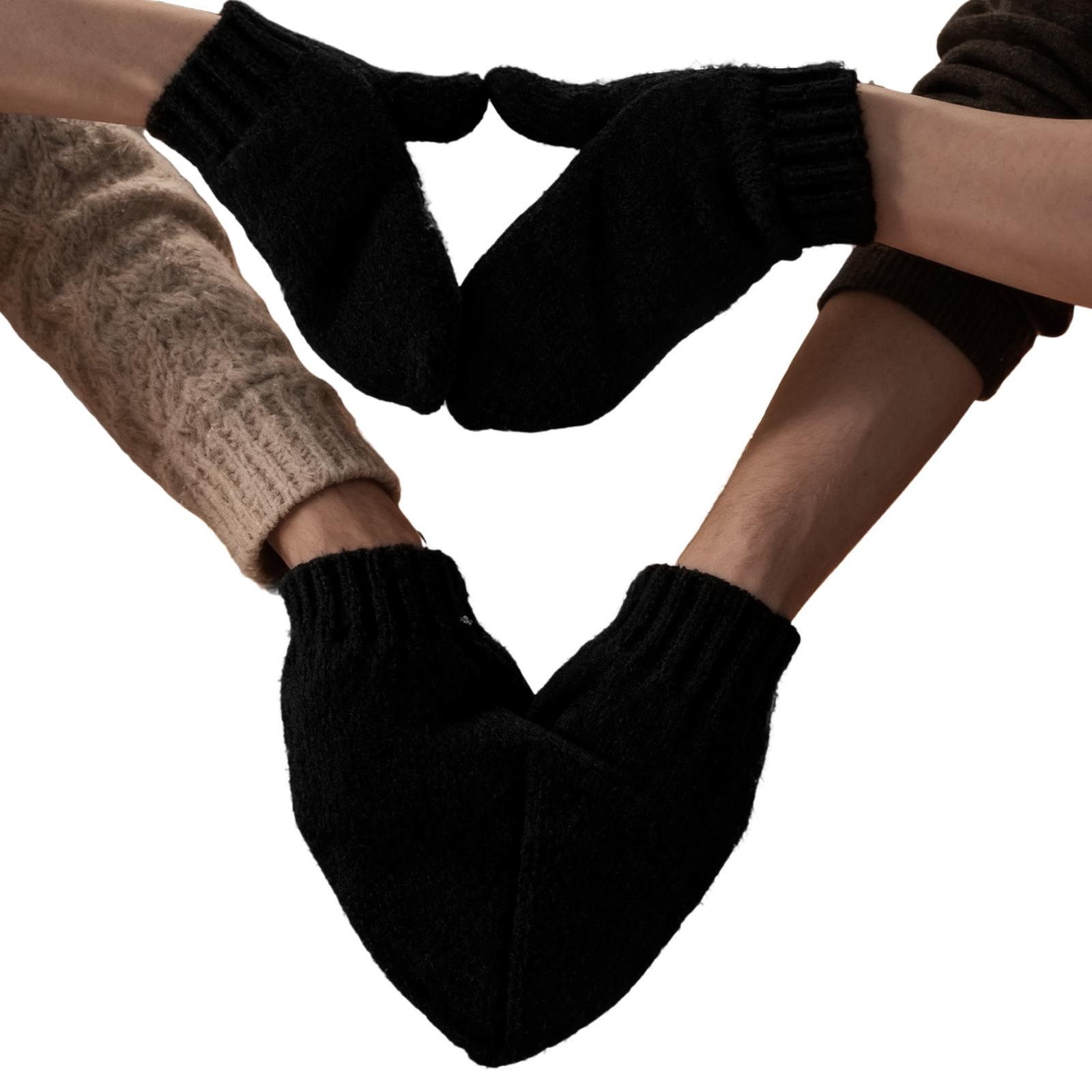 Warm Gloves Couple Mittens Warmer Holding Hands Heart-Shaped Warm