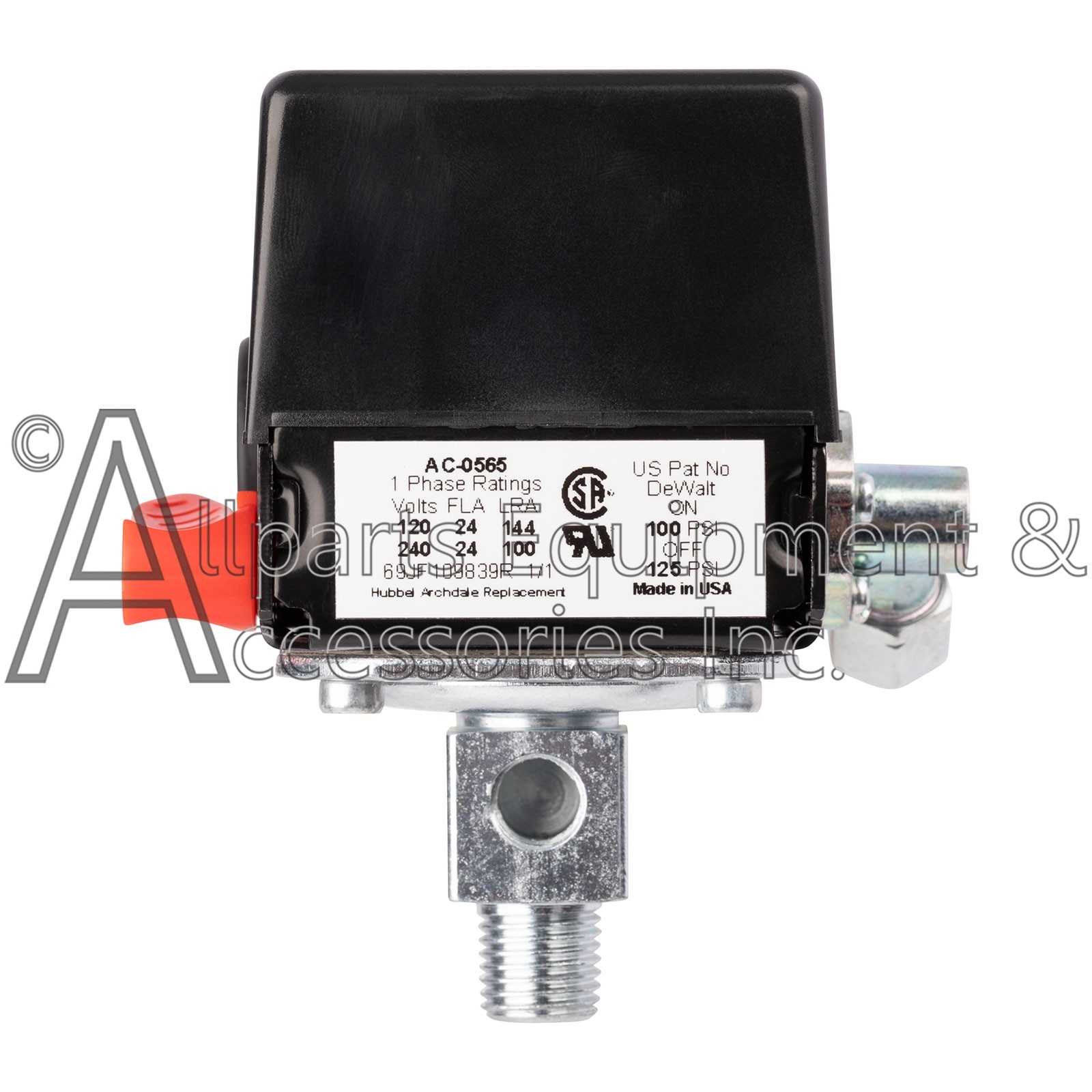 AC-0565 DeVilbiss/Craftsman 1/4 NPT Port Pressure Switch 100/125 PSI