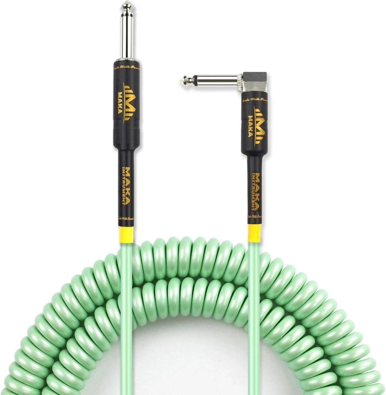 Premium Guitar Coil Cable 20 Feet, Instrument Coiled Curly Cord for Guitar Bass,