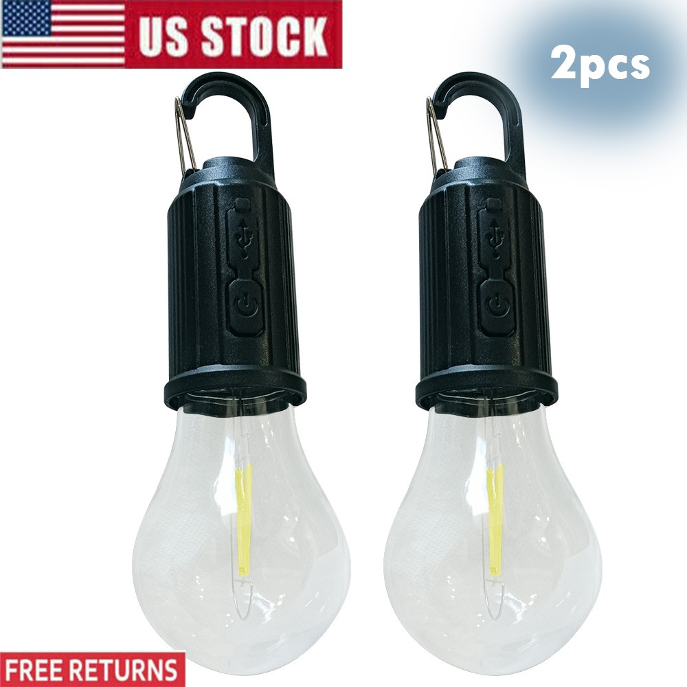 2pcs LED Camping Tent Light Bulb Fishing Lantern Outdoor Portable Hanging Lamp