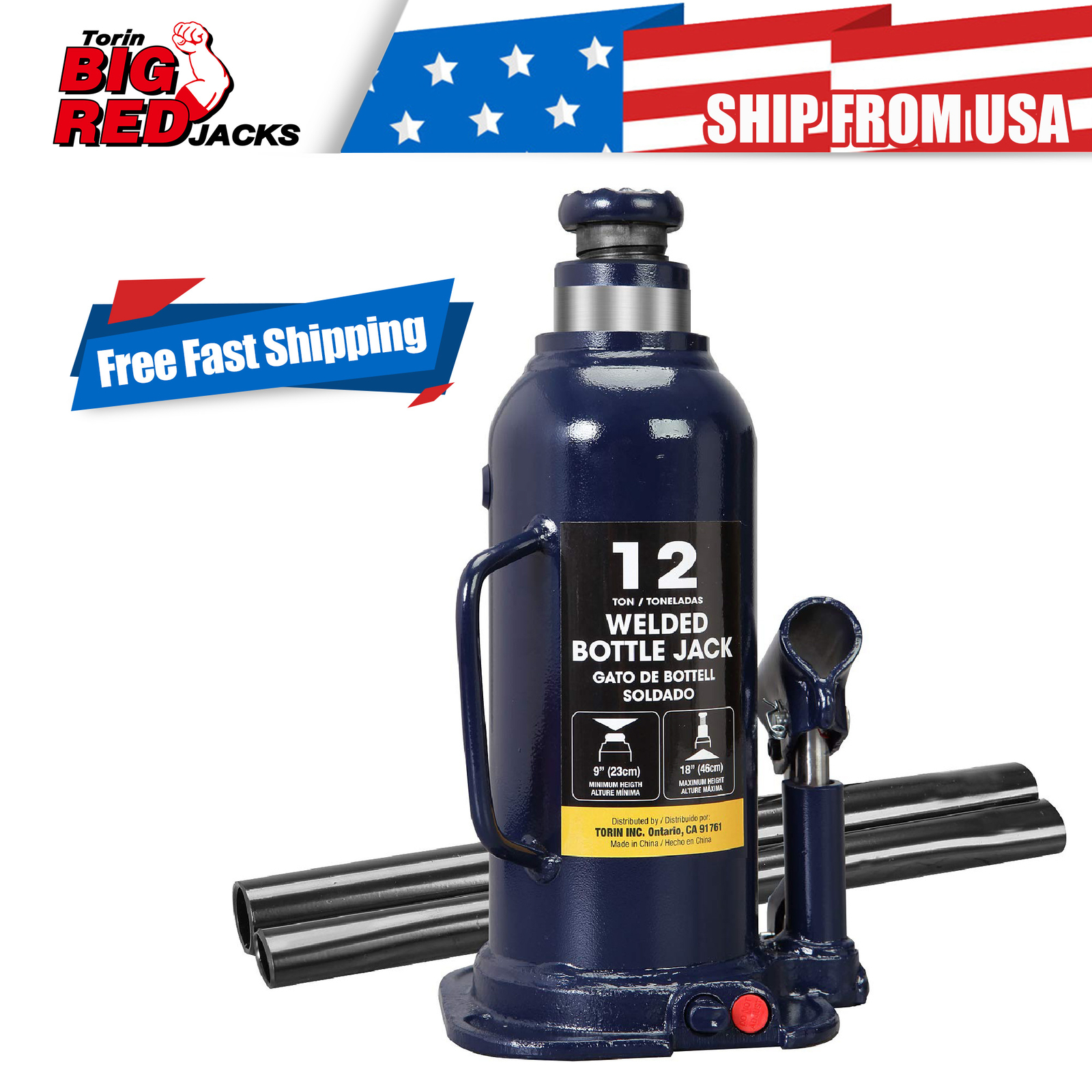 TCE 12 Ton (24,000 LBs) Hydraulic Welded Heavy Duty Bottle Jack