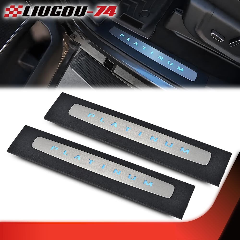 Pair Front Door Sill Plates Fit For 2017-2022 Ford F250 F350 F450 Super Duty