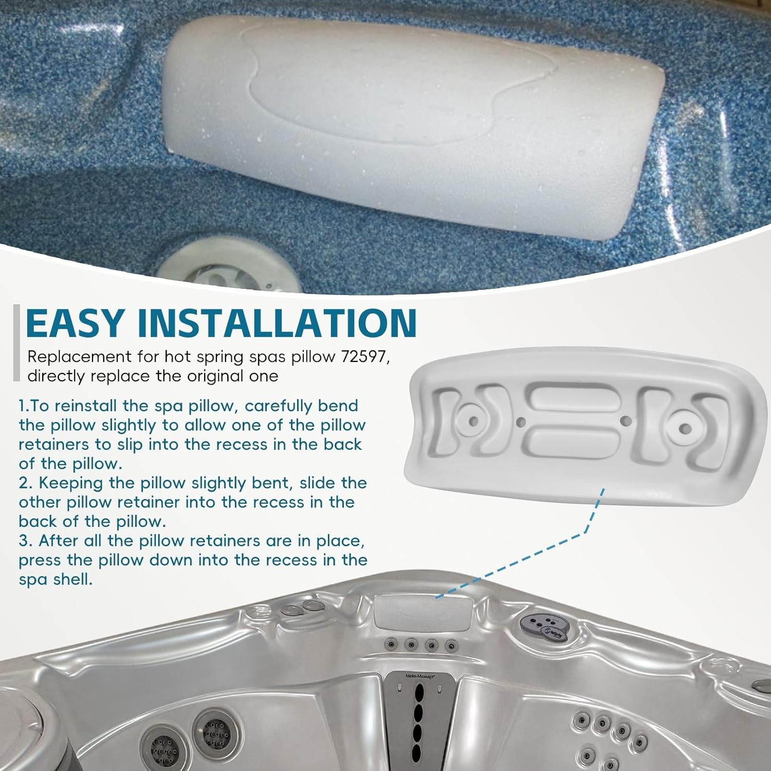 72597 Hot Tub Head Rest Pillow for Highlife Series Spas Aria (AR) Grandee (G)