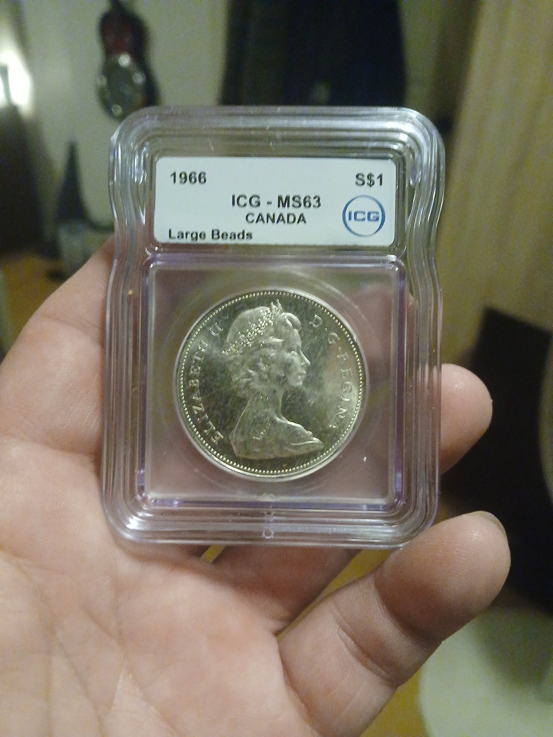 Canada - 1966 Large Beads Silver Dollar - PCGS MS63 - LUSTROUS & CHOICE SURFACES