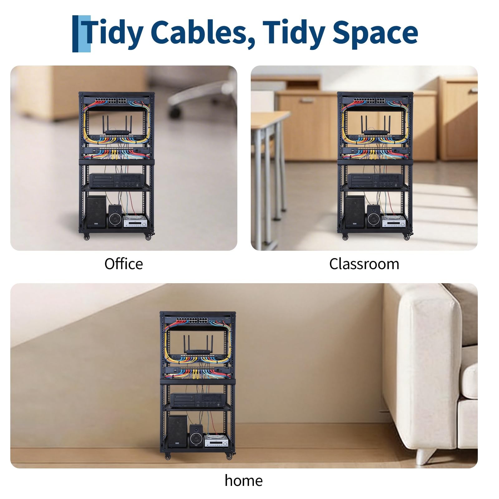 Network Rack 12U with Casters Heavy Duty Open Frame Network Server Rack For IT