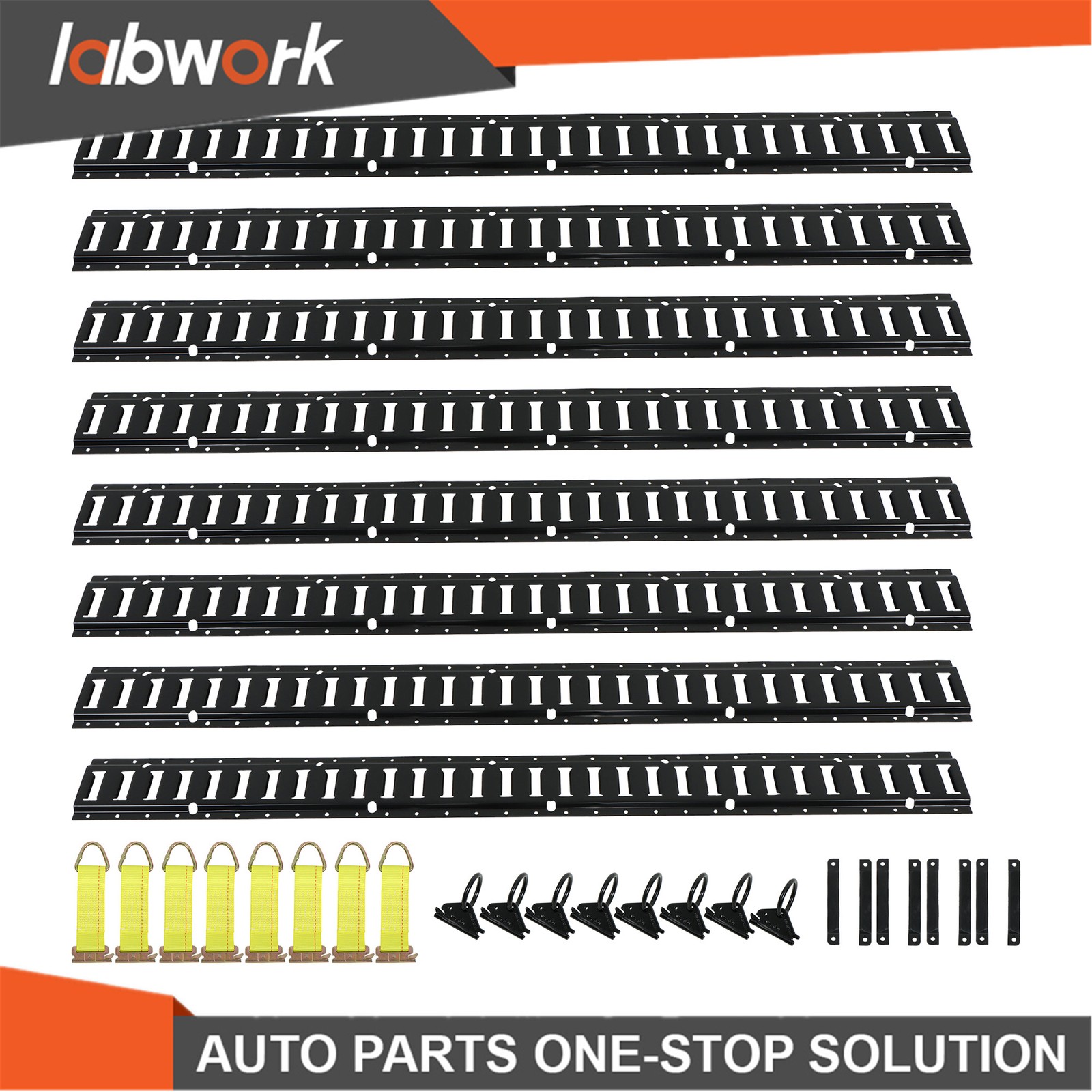Labwork E Track Tie-Down 8× 5' Steel Rails 8x D-Ring 8x O Rings 8x End Caps