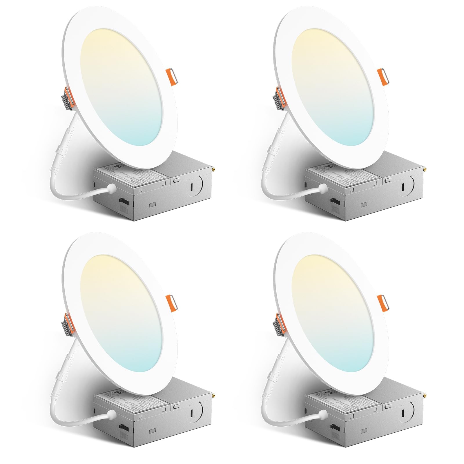 Amico 4 Pack 6 Inch 5CCT Ultra-Thin LED Recessed Ceiling 6 inch-5CCT, White
