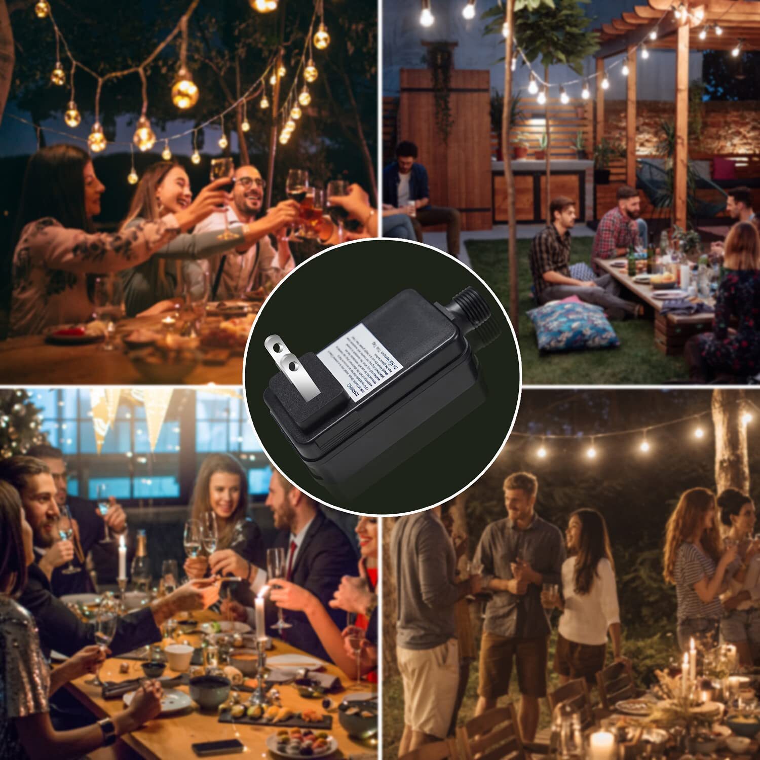 12V 1A Low Voltage Power Adapter for Outdoor String Lights Yard Inflatables