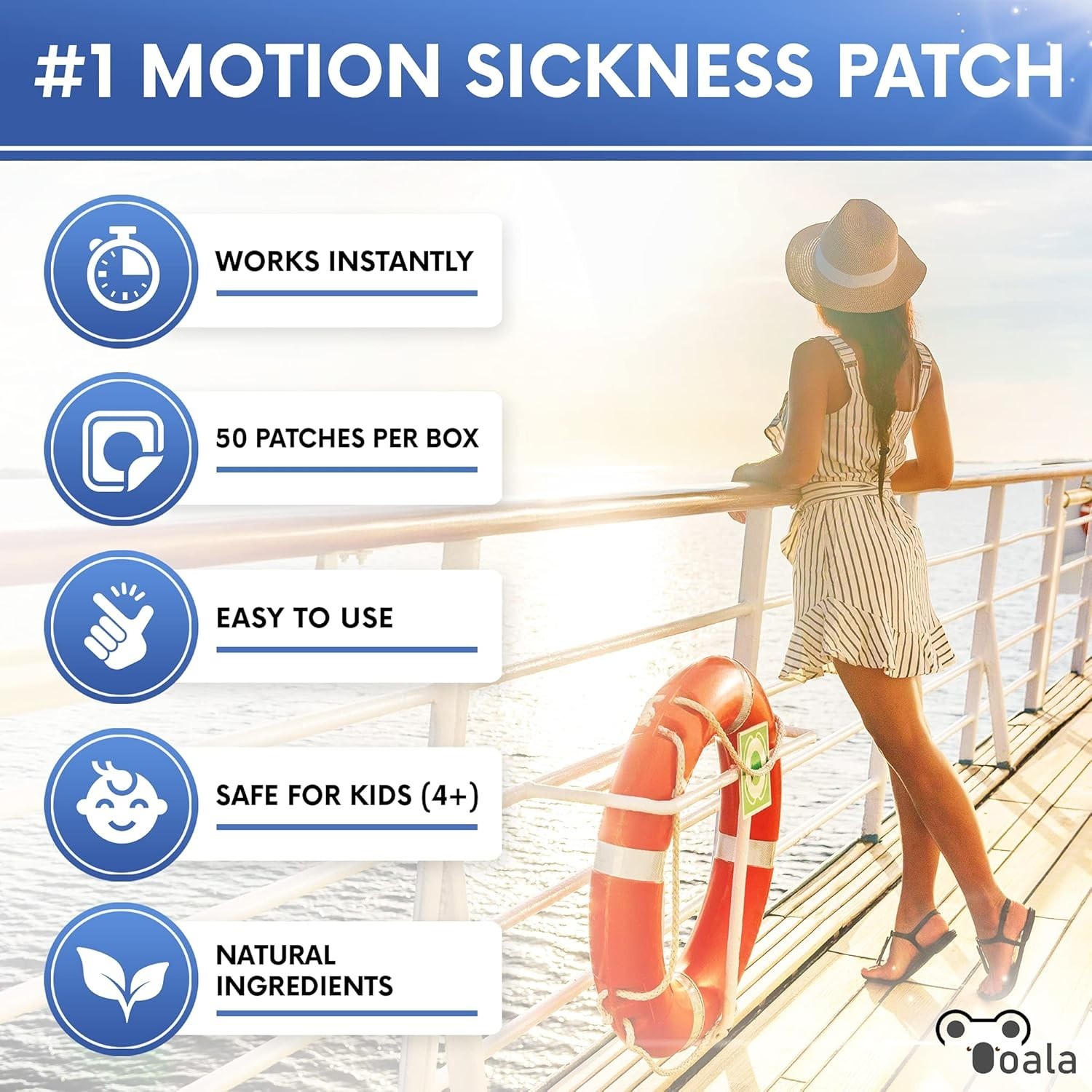 Motion Sickness Patches (50 Pack) | Rapidly and Naturally Relieves 4 pack