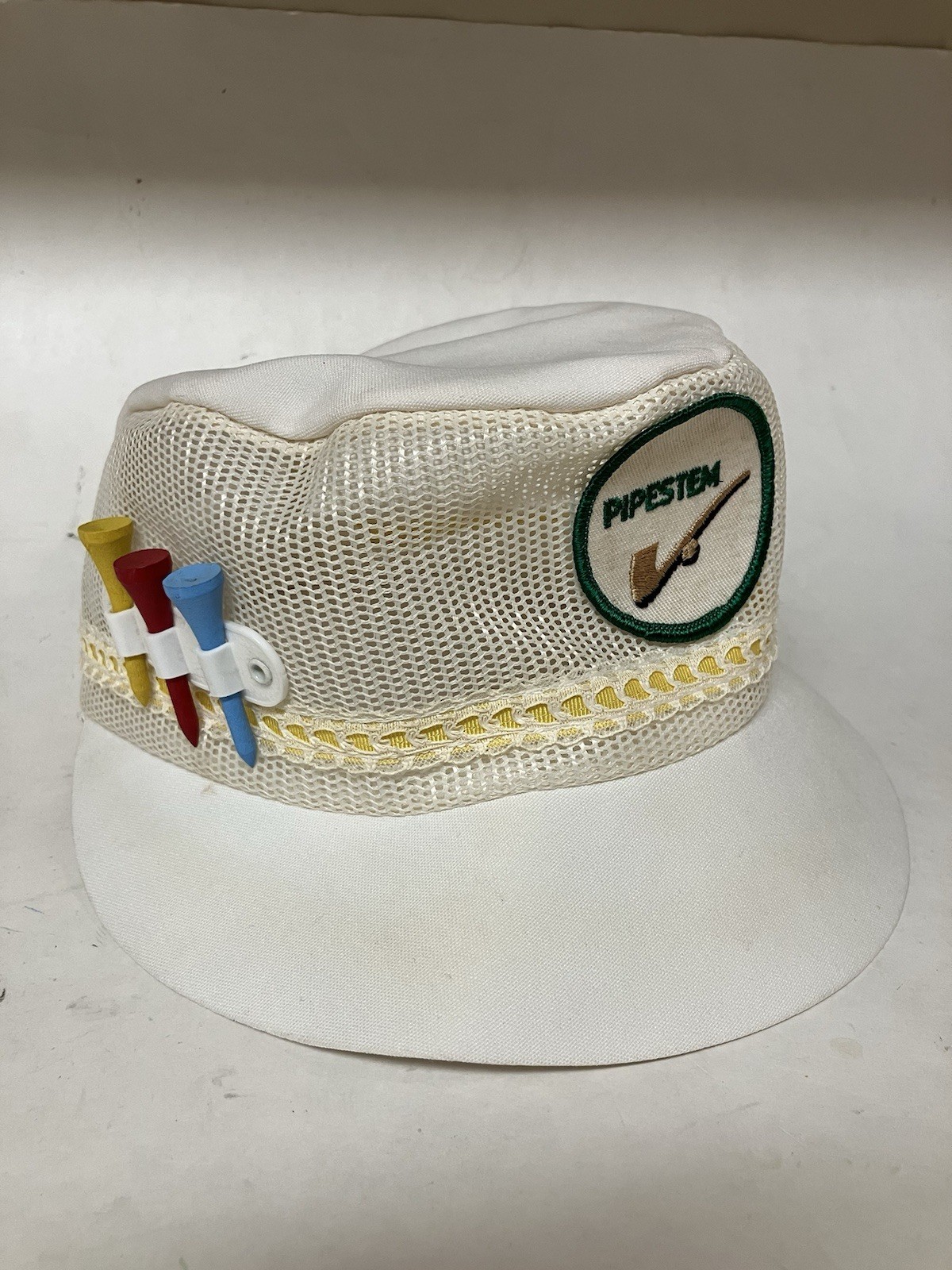 VTG Town Talk Pipestem Golf Tee Hat White Mesh