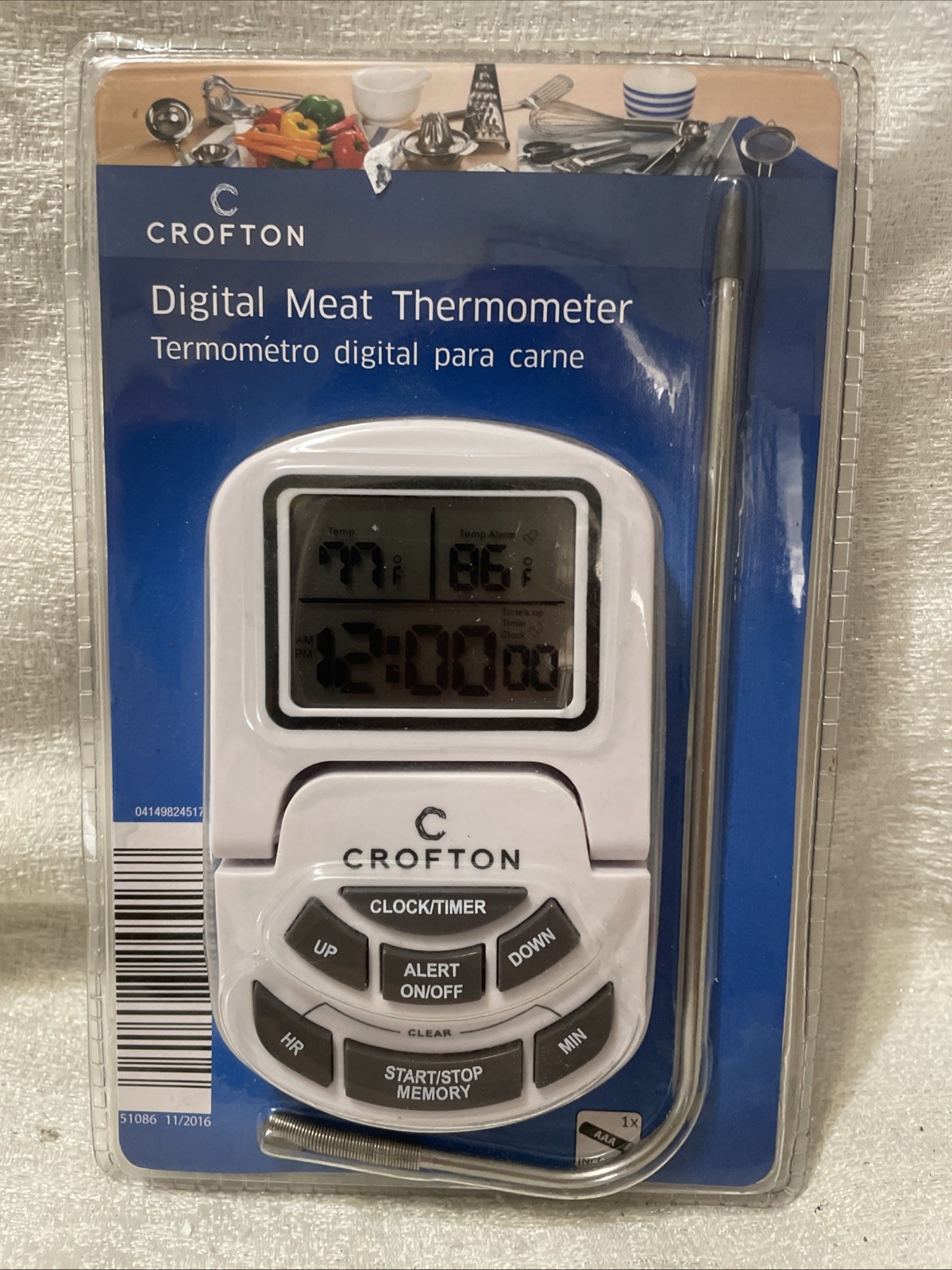 Crofton Digital Meat Thermometer W/ Probe & Timer New