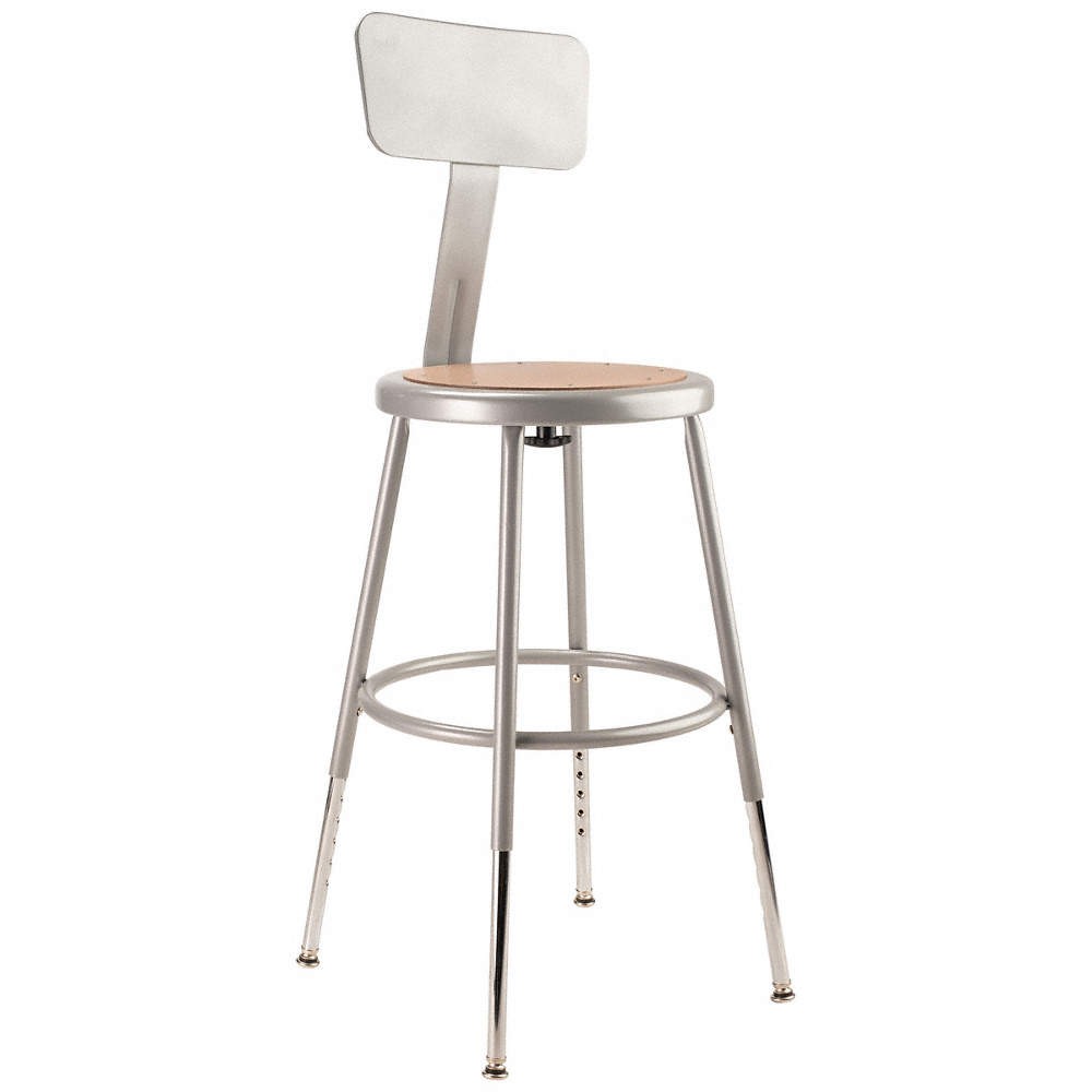 NATIONAL PUBLIC SEATING 6218HB Round Stool,Adjustable Legs,Gray,32"H 8UKG1