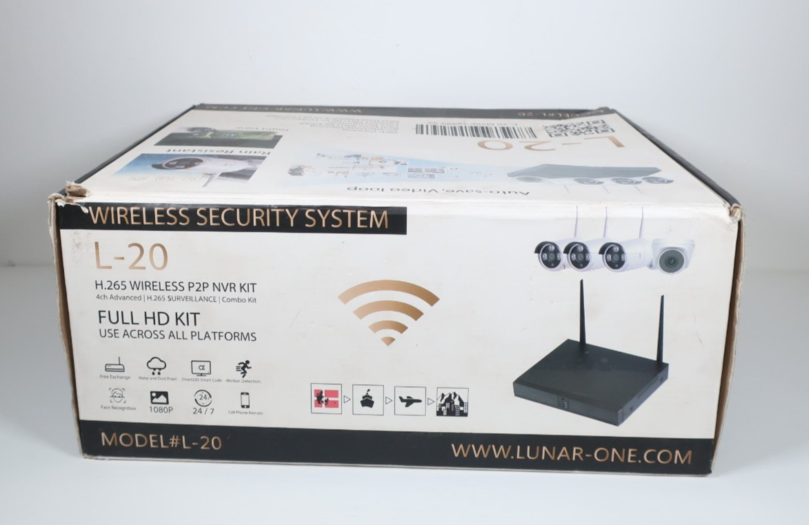 Lunar One L-20 Wireless Security Camera System – Indoor/Outdoor – 4 Cameras