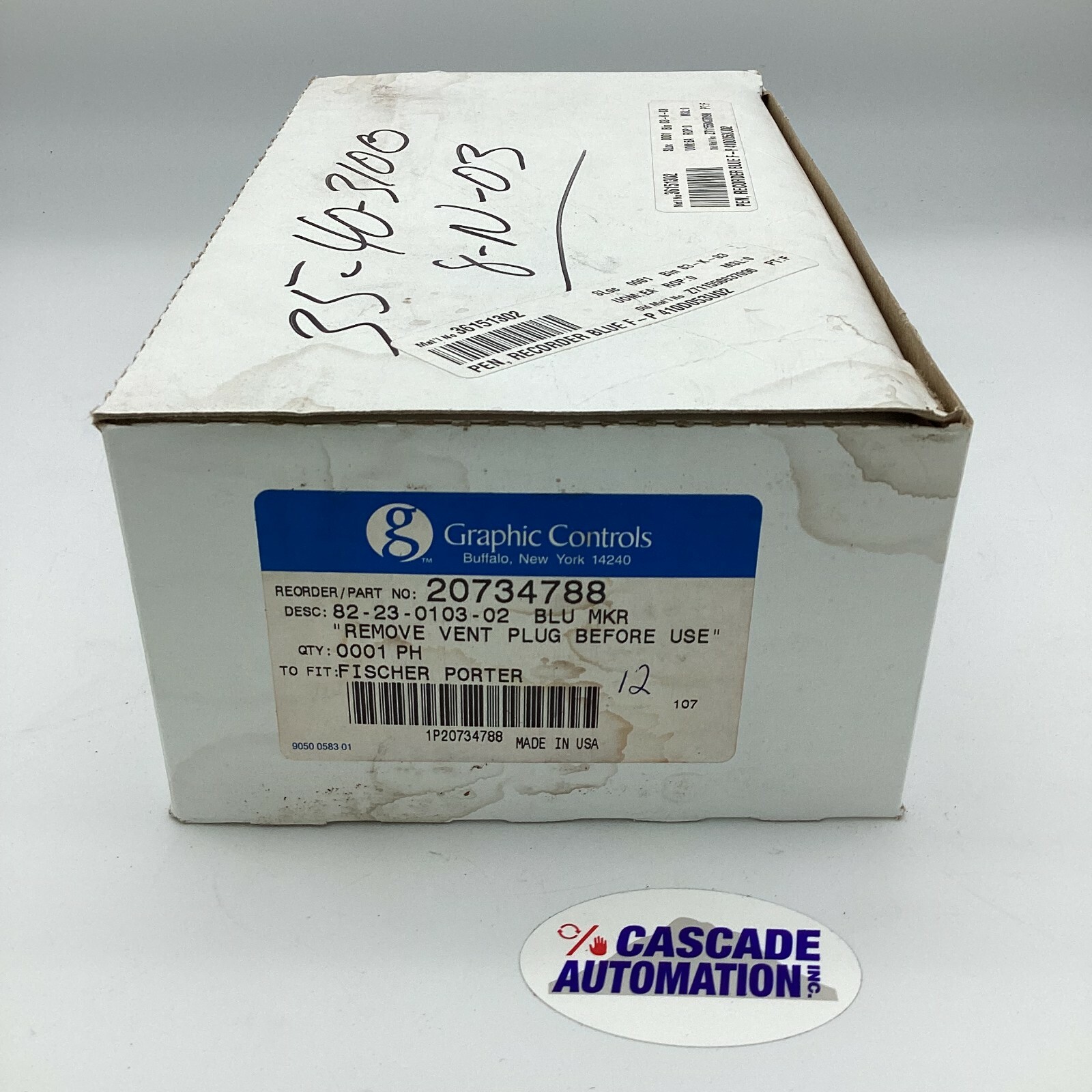 GRAPHIC CONTROLS 20734788 BLUE FISCHER PORTER RECORDER PEN (BOX OF 12 PKS OF 2)