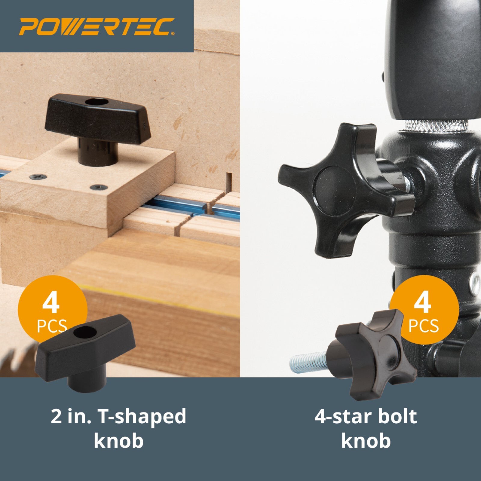 POWERTEC Jig and Fixture T-Track Hardware Kit w/Knobs and Threads, 46pcs (71173)