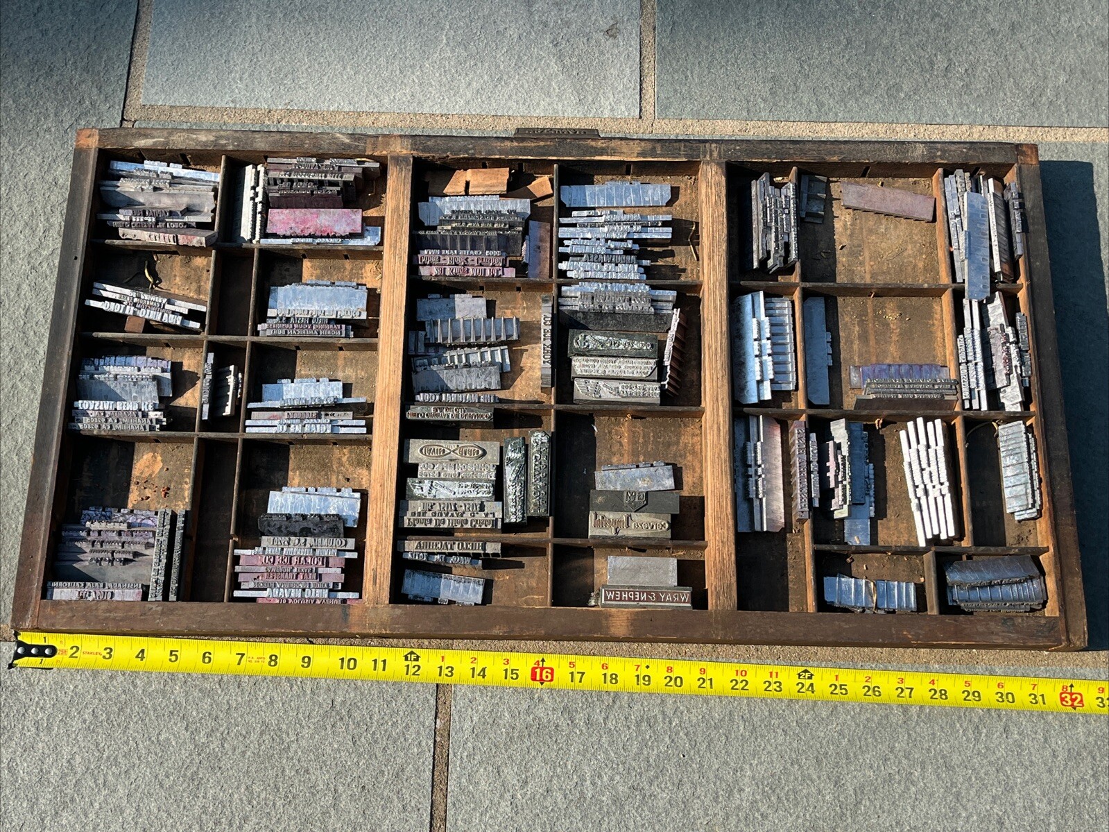 Antique Hamilton Wood Drawer & Printing Press Typeset Blocks  - Ice Factory (D3)