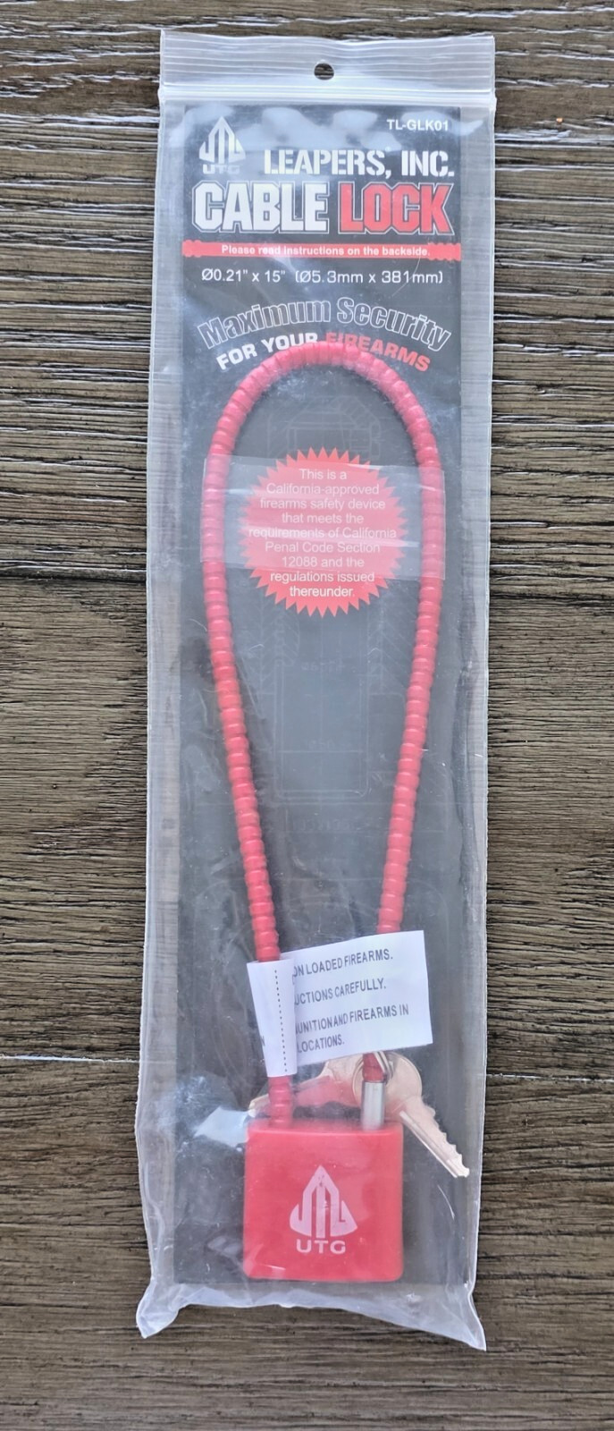LEAPERS INC Cable Lock Maxium Security for Firearms Model TL-GLK01 - NEW in Pack