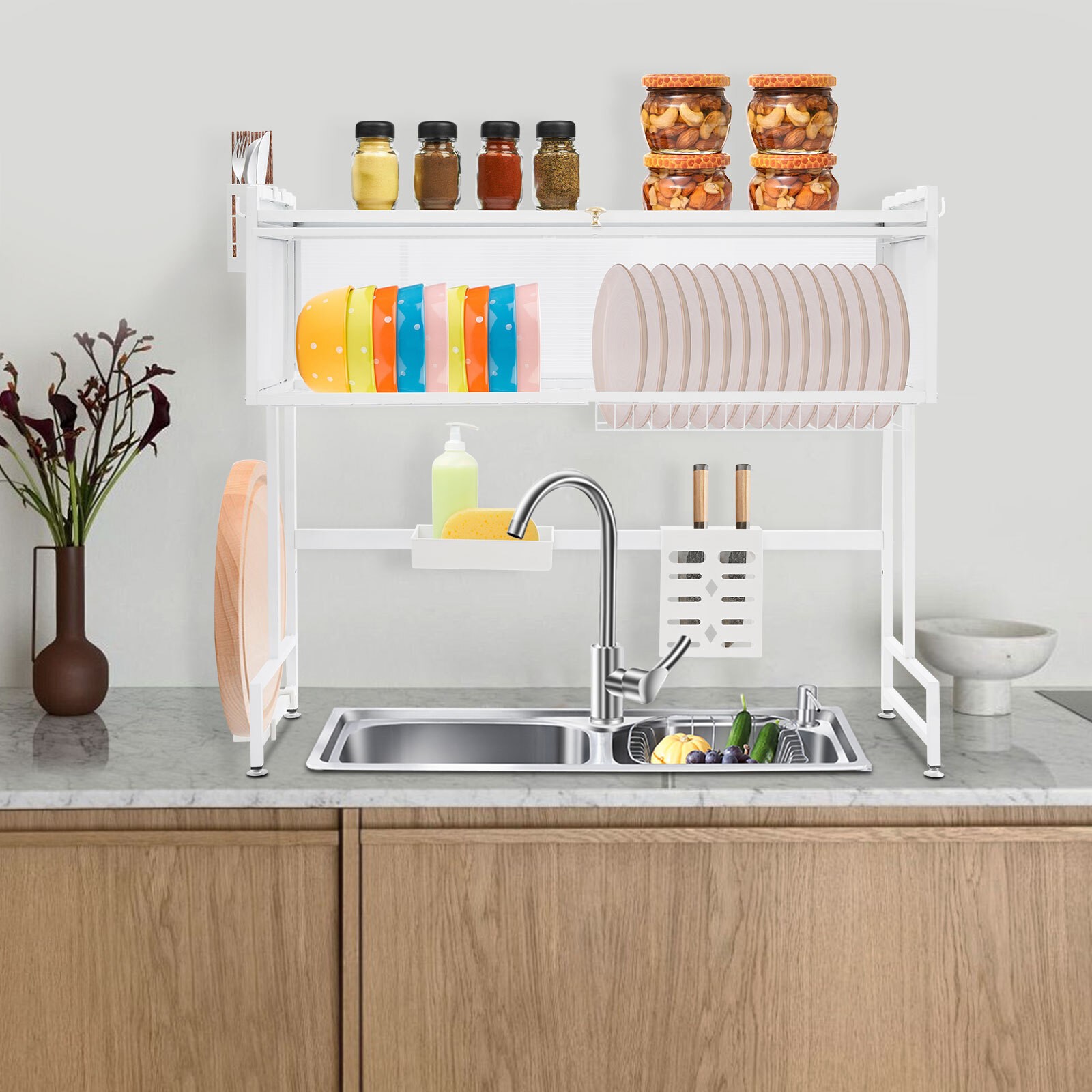 Over Sink Dish Drying Rack, Sink Drainer Rack, Organized Drying Rack for Dishes