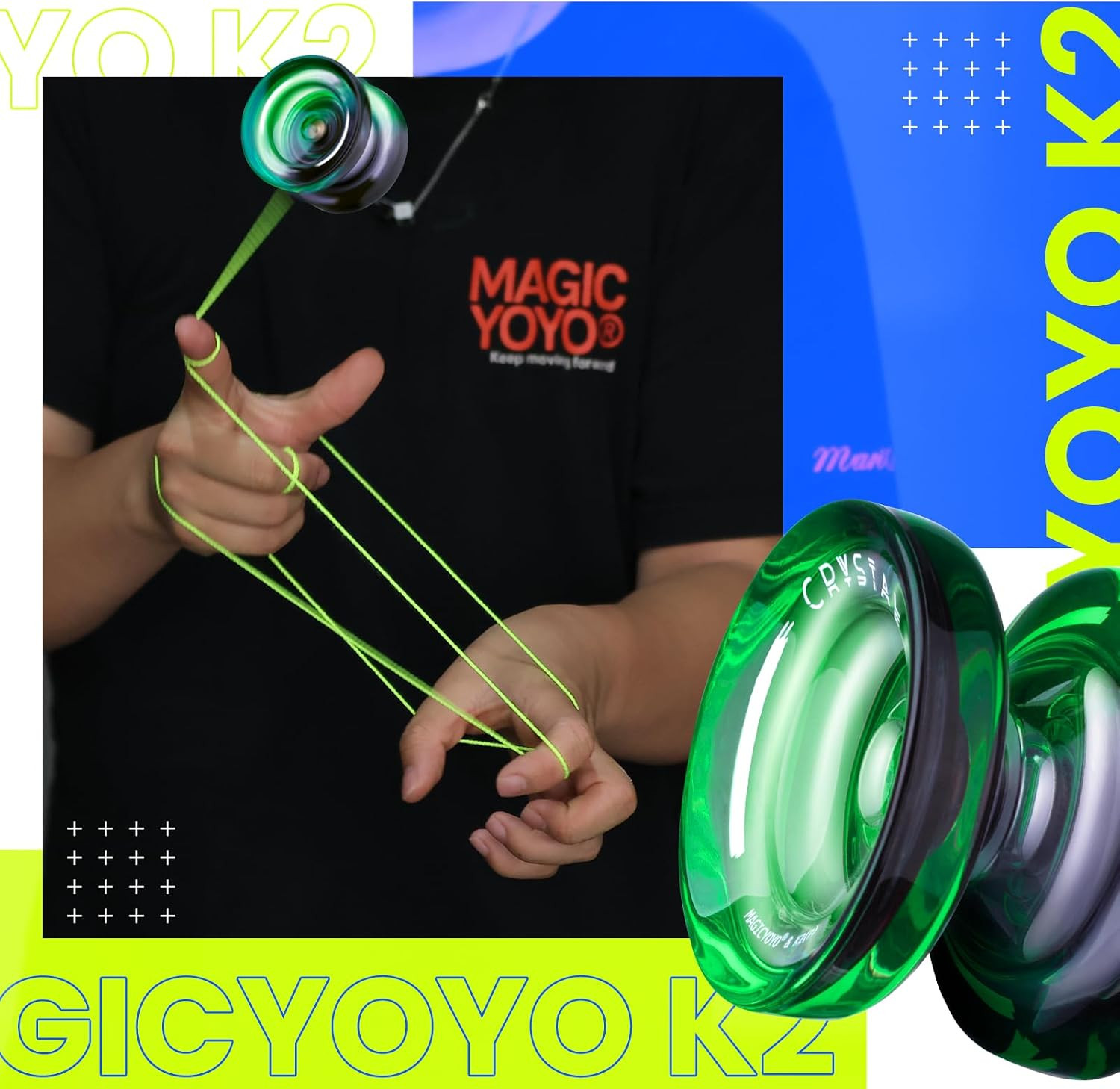 K2 Professional Yoyo Set - 2 Pack Dual Mode with 12 Strings, Bearing