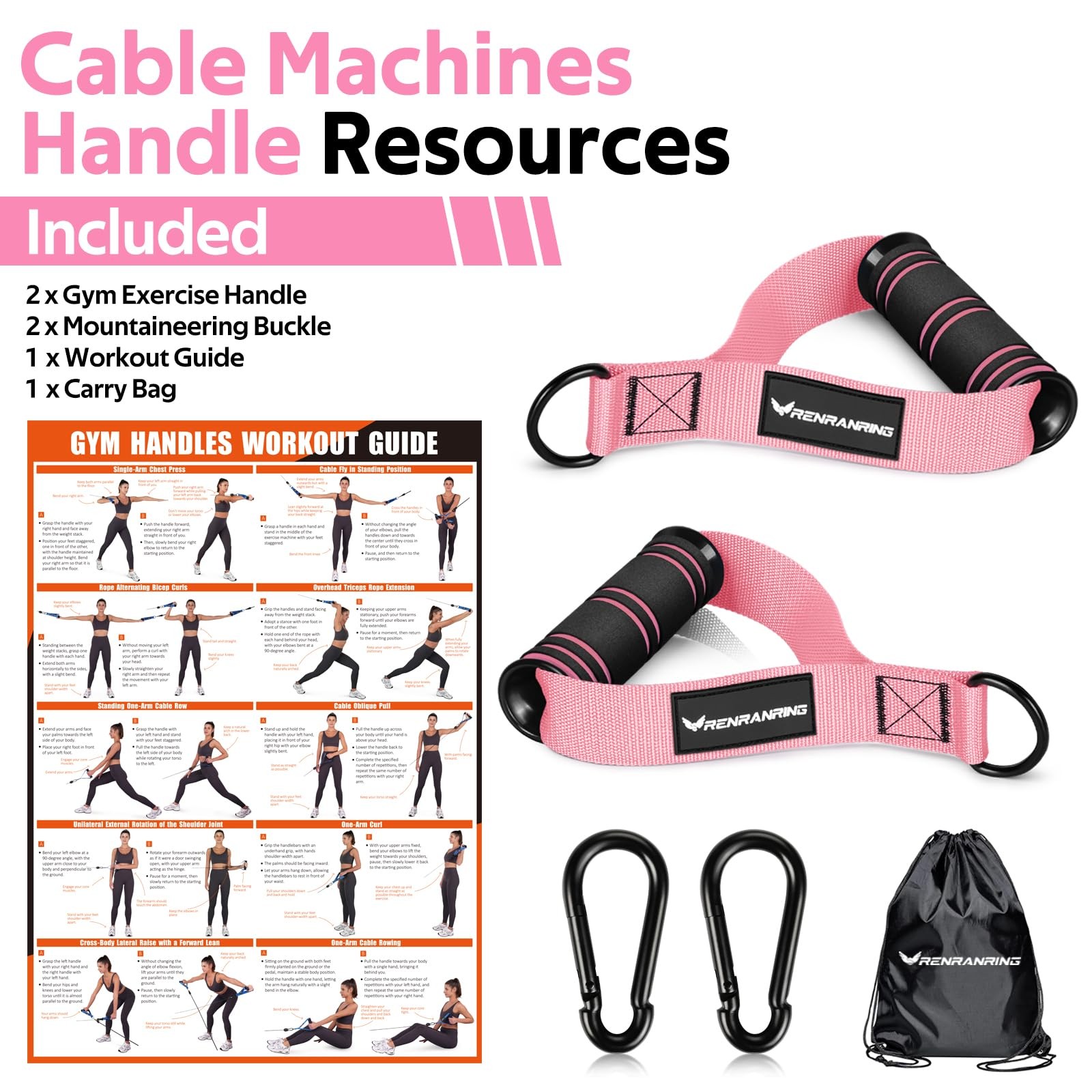 Gym Cable Handles Replacement Attachment Workout Grip Set