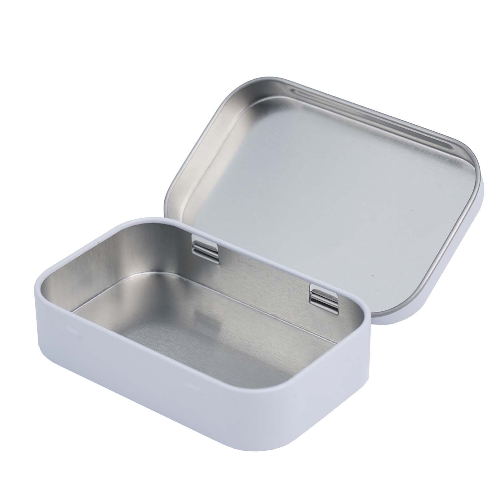 Metal Rectangular Mini Empty Tin Box Tinplate Bin Jar Flip Hinged Container
