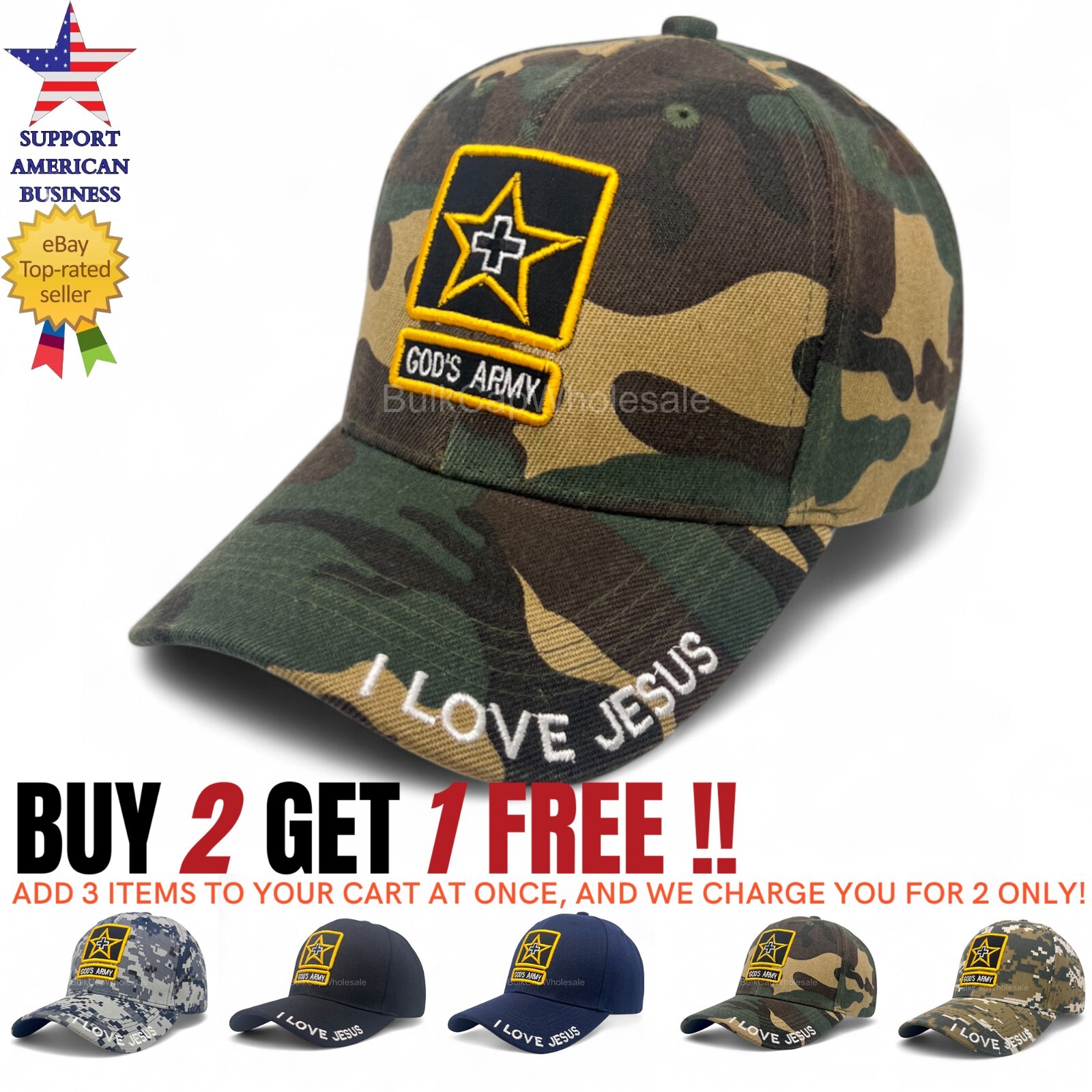 Baseball Cap Mens Religious God Jesus Adjustable Size Army Military Camo Hat