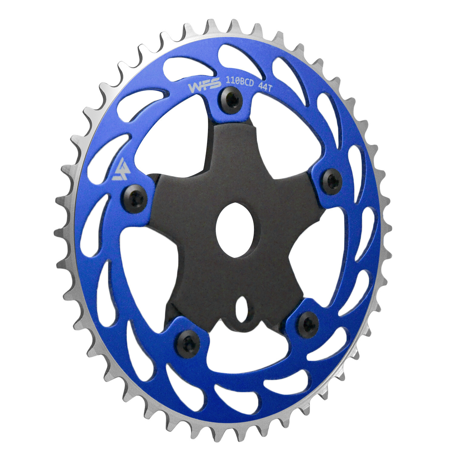 WFS Helix Chainring w/ Spider Sprocket 44T 1/8" 110mm Old School BMX , Blue