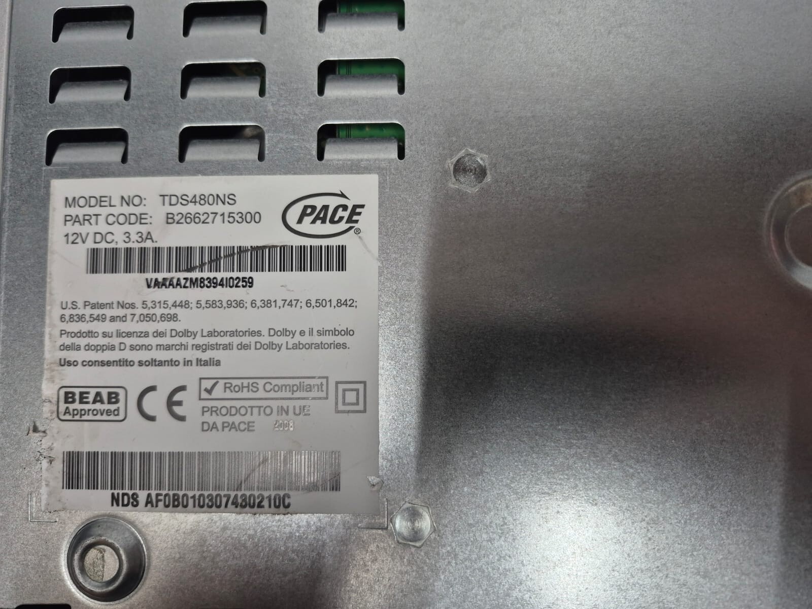 Digital Decoder Satellite Box Sky Pace TDS480NS Used