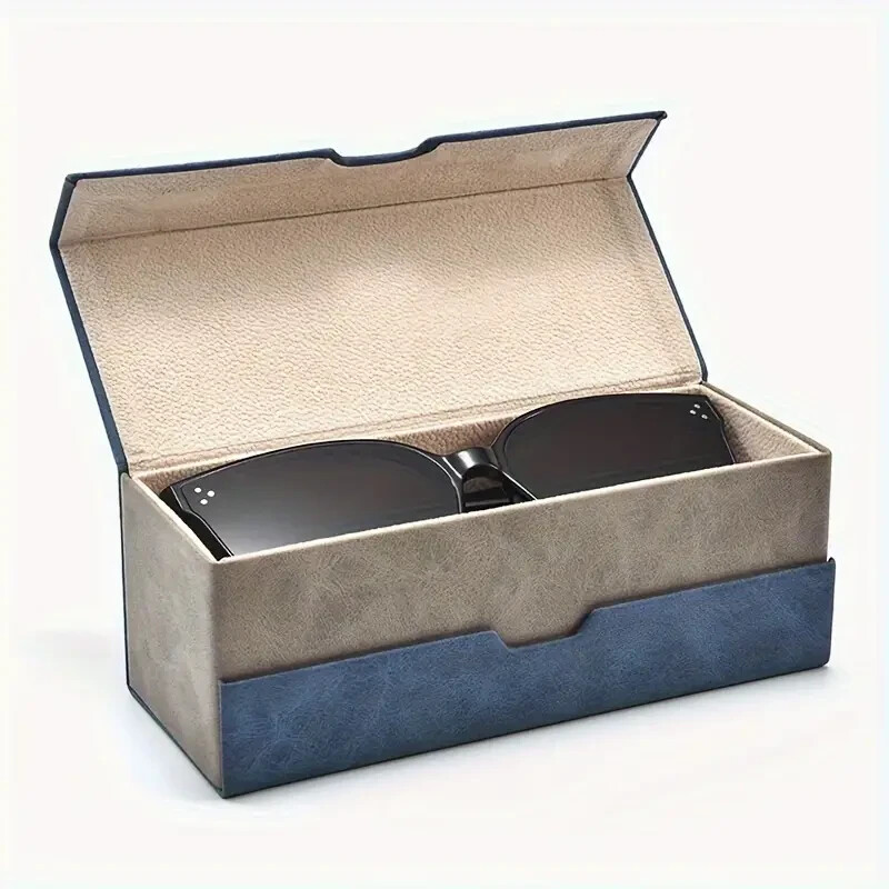 Eyeglasses Glasses Storage Case Box Holds 2 Pair Blue READ - SALE HELPS DOGS