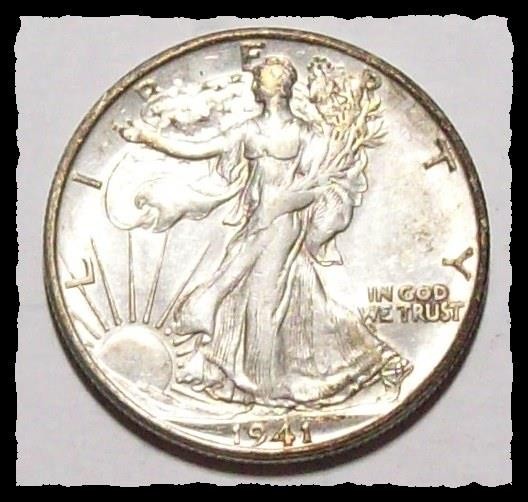 1941-S WALKING LIBERTY HALF DOLLAR  White Light Tone NICE AU #2D71 .900 SILVER